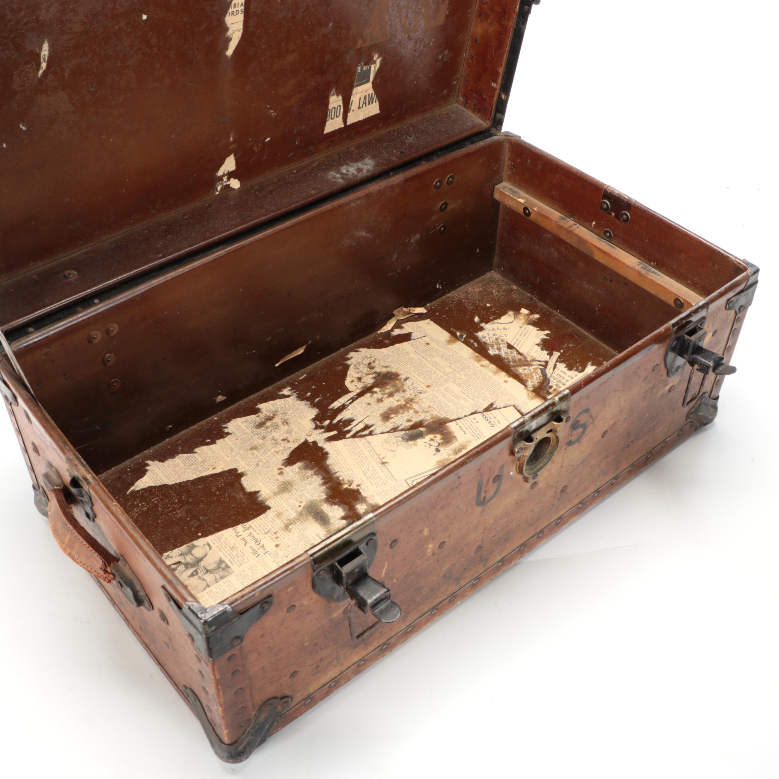 American Hardware Company Military Footlocker Trunk, 1936