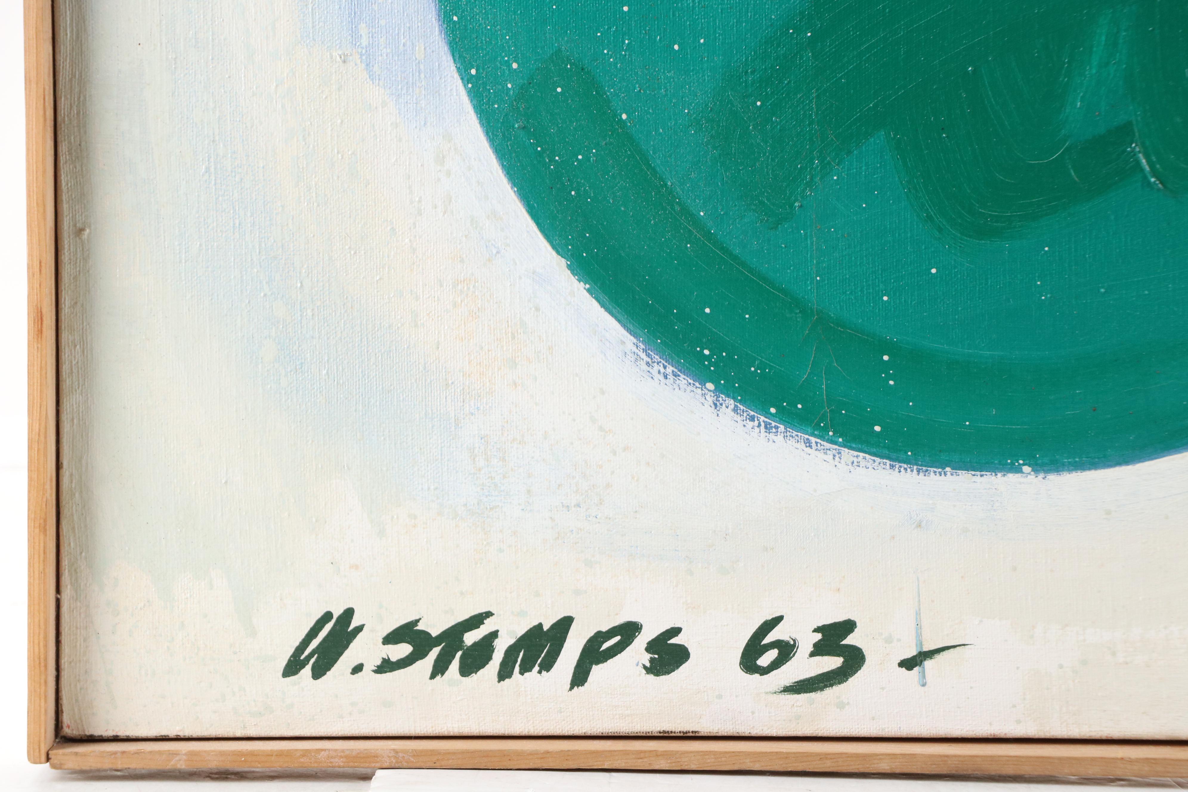 Walter Stomps Abstract Acrylic Painting "Five Circles E + C," 1963