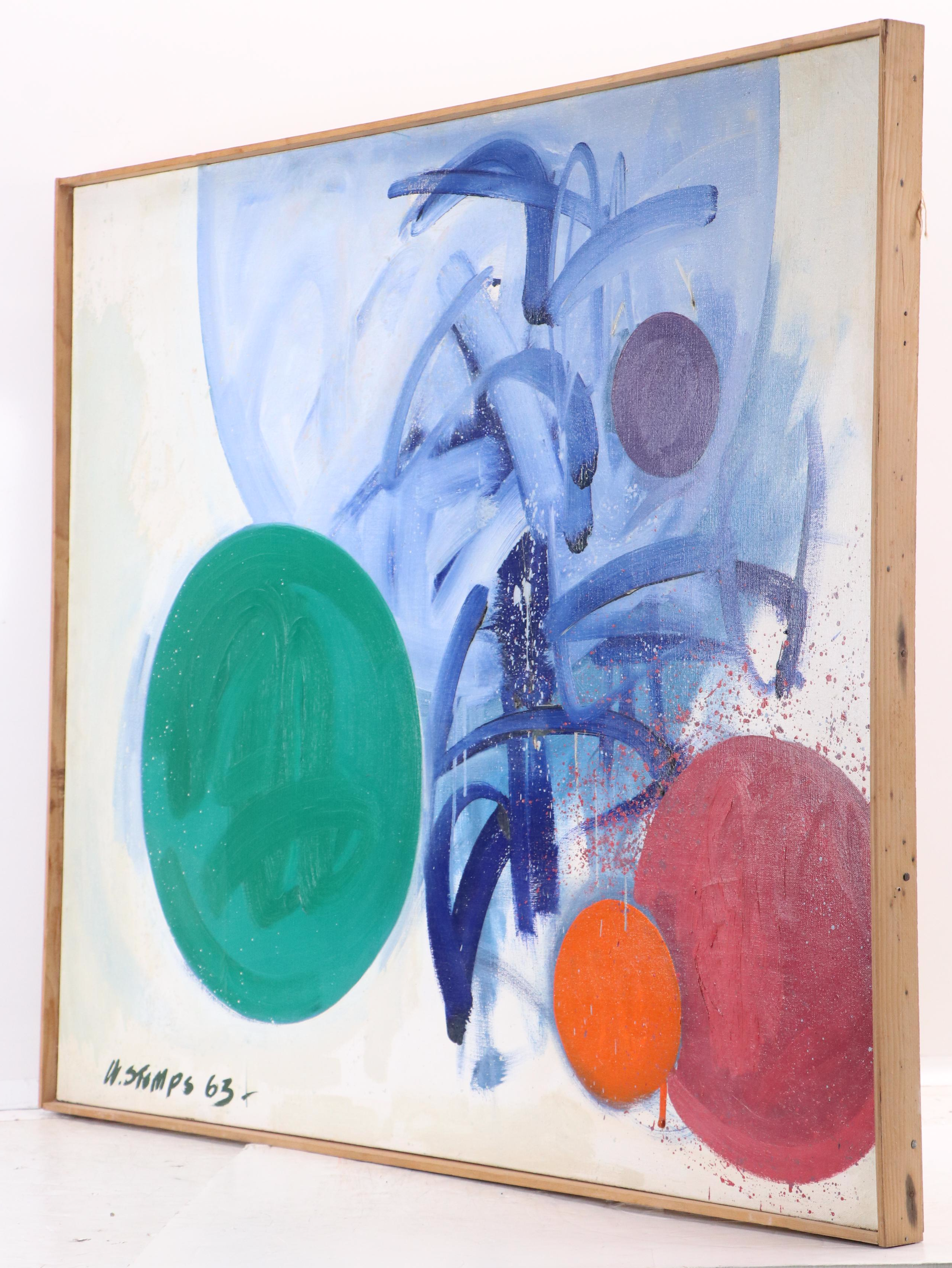 Walter Stomps Abstract Acrylic Painting "Five Circles E + C," 1963