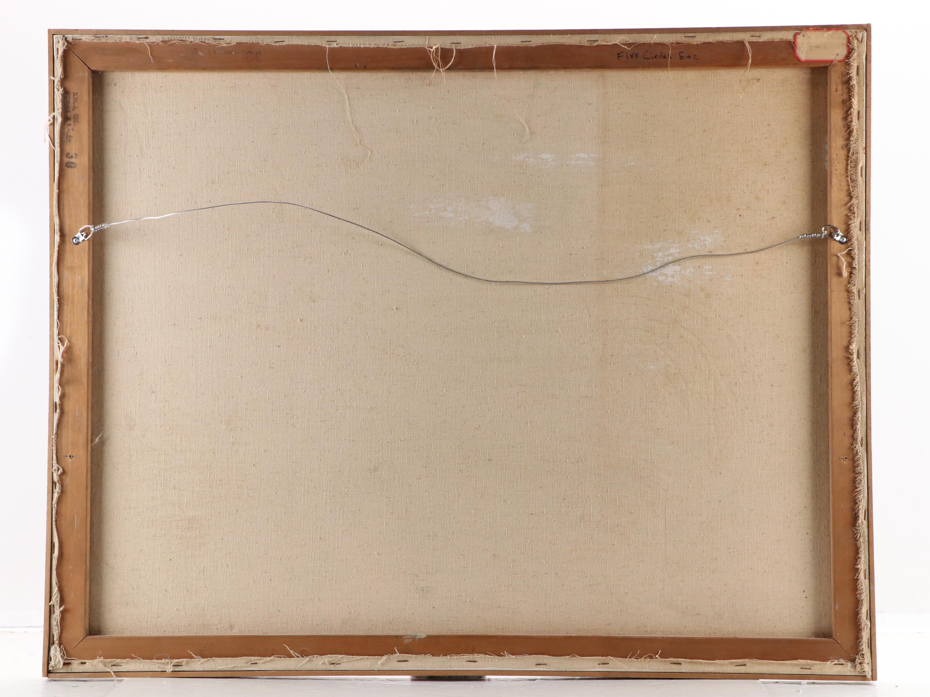 Walter Stomps Abstract Acrylic Painting "Five Circles E + C," 1963