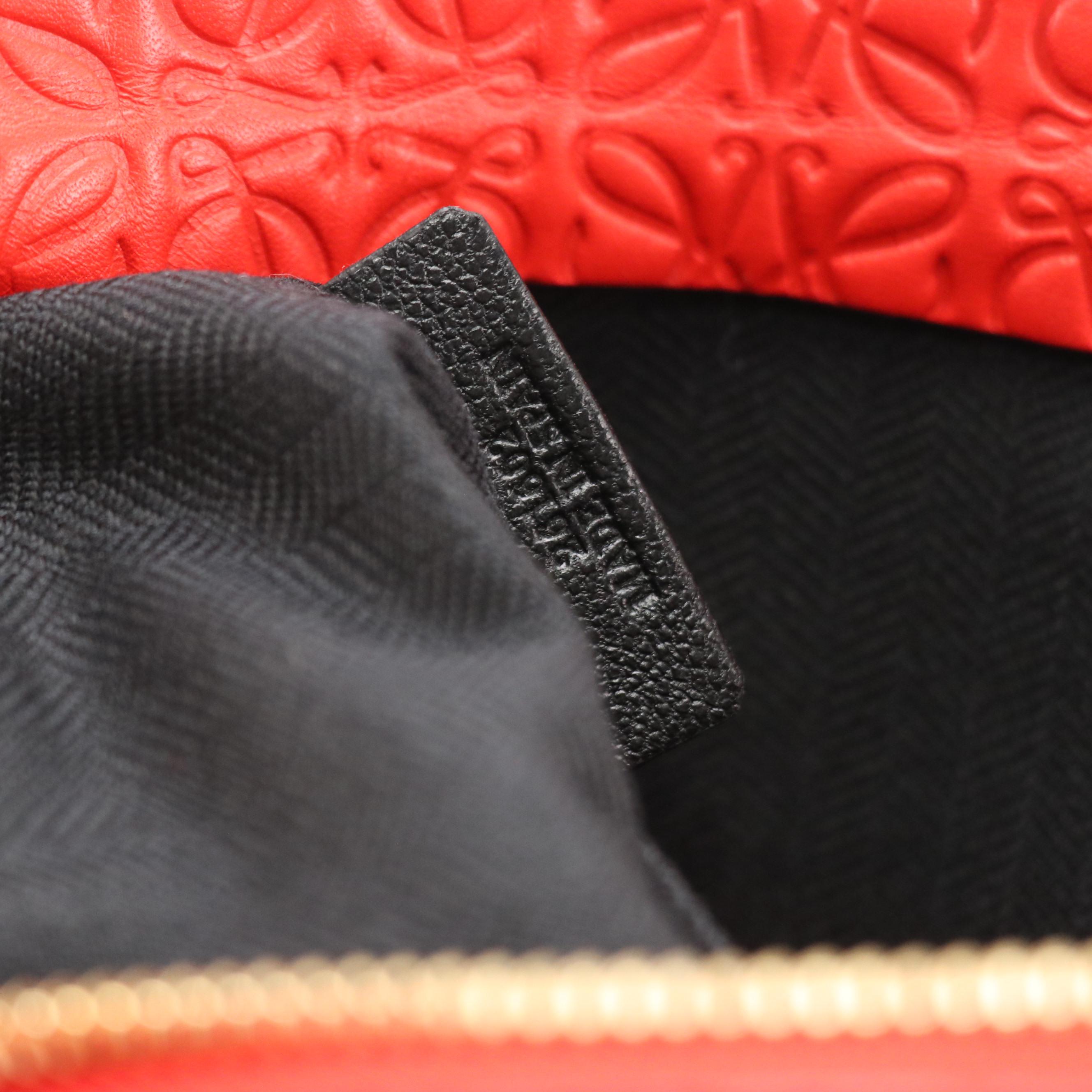 Loewe Zippered T Pouch in Bright Red Repeat Anagram Leather