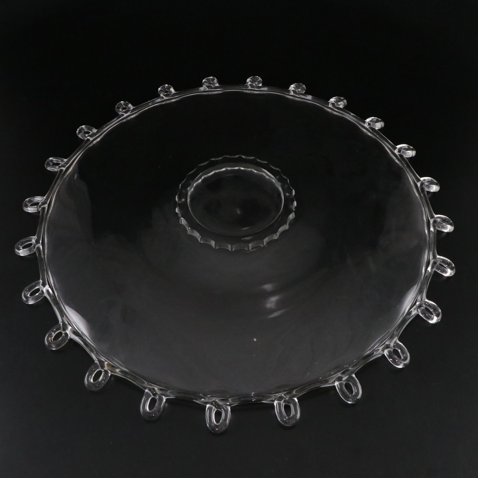 Heisey "Lariat" Glass Punch Bowl, Underplate, Ladle, and 12 Cups