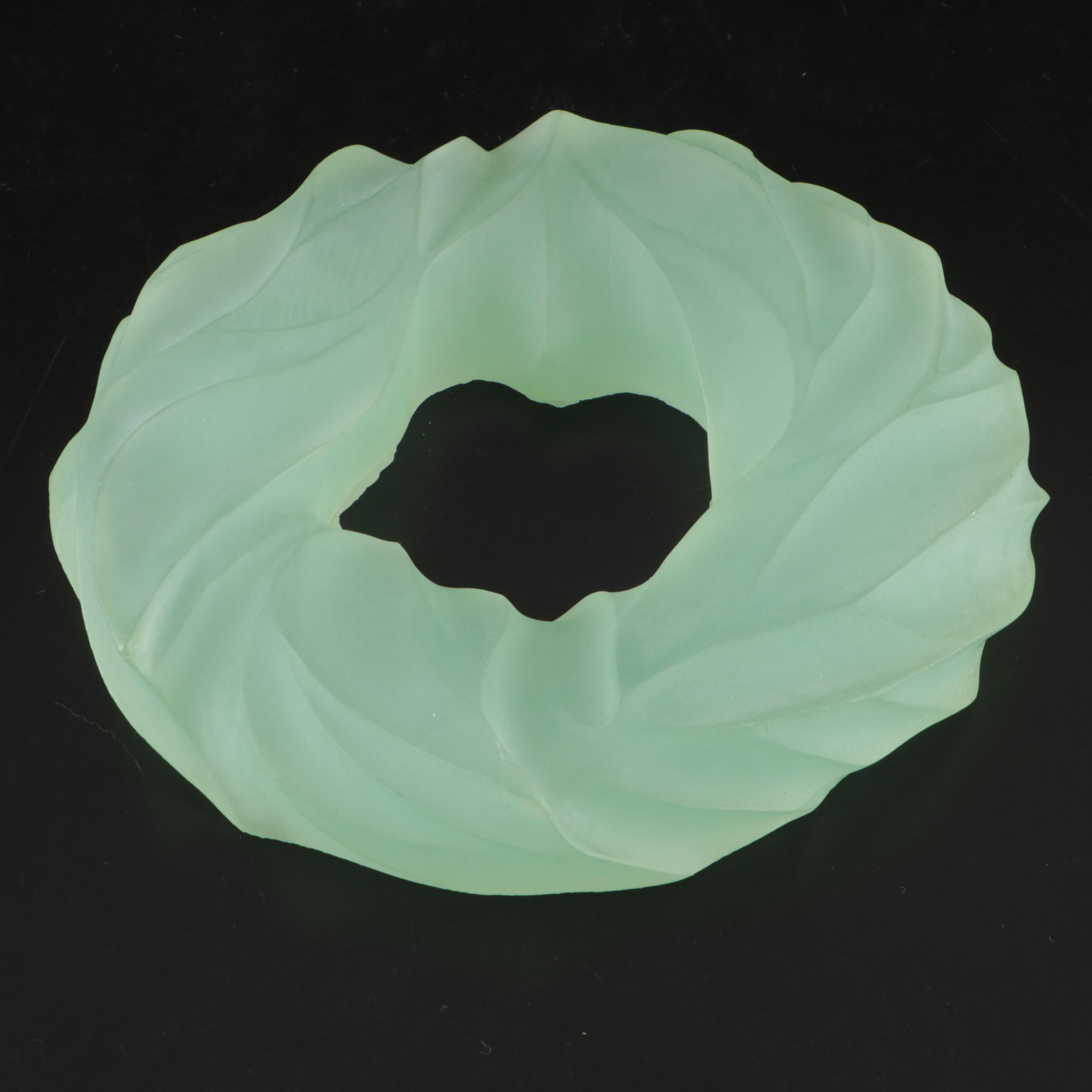 Contemporary Glass Bowl with Molded Green Glass Stand