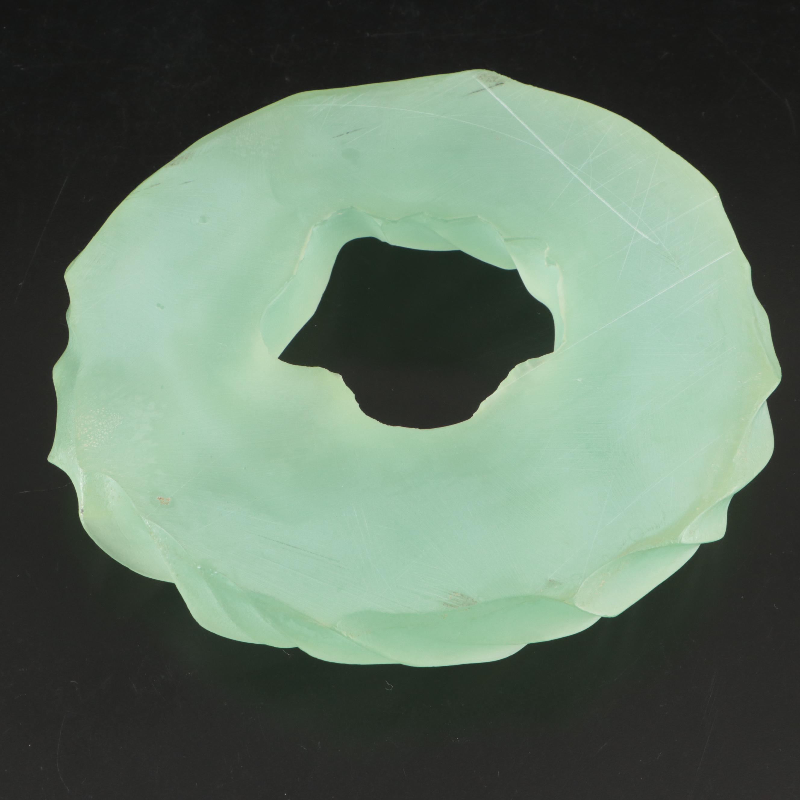 Contemporary Glass Bowl with Molded Green Glass Stand