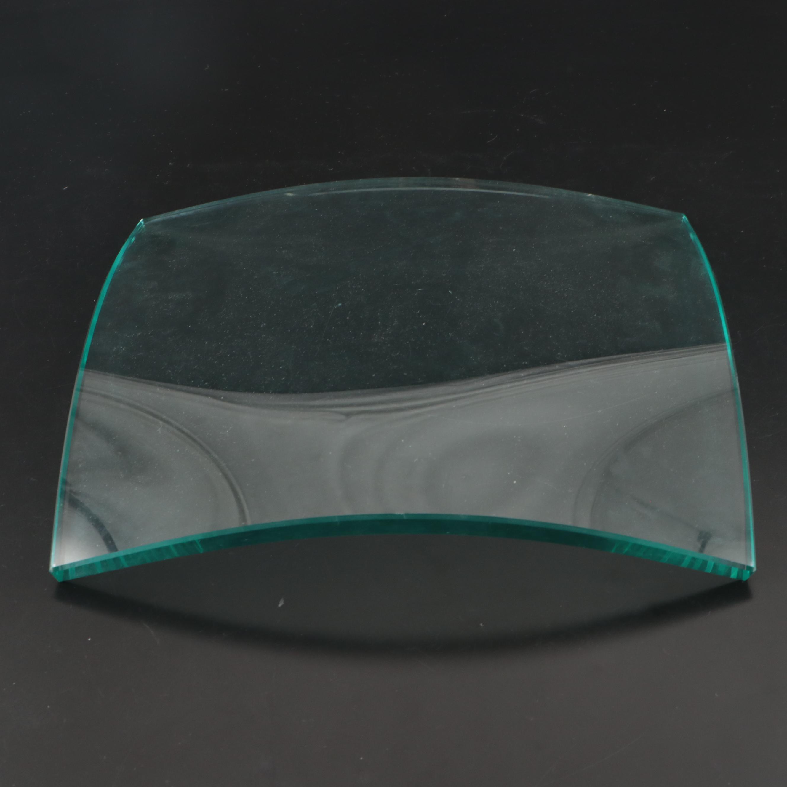 Contemporary Glass Bowl with Molded Green Glass Stand