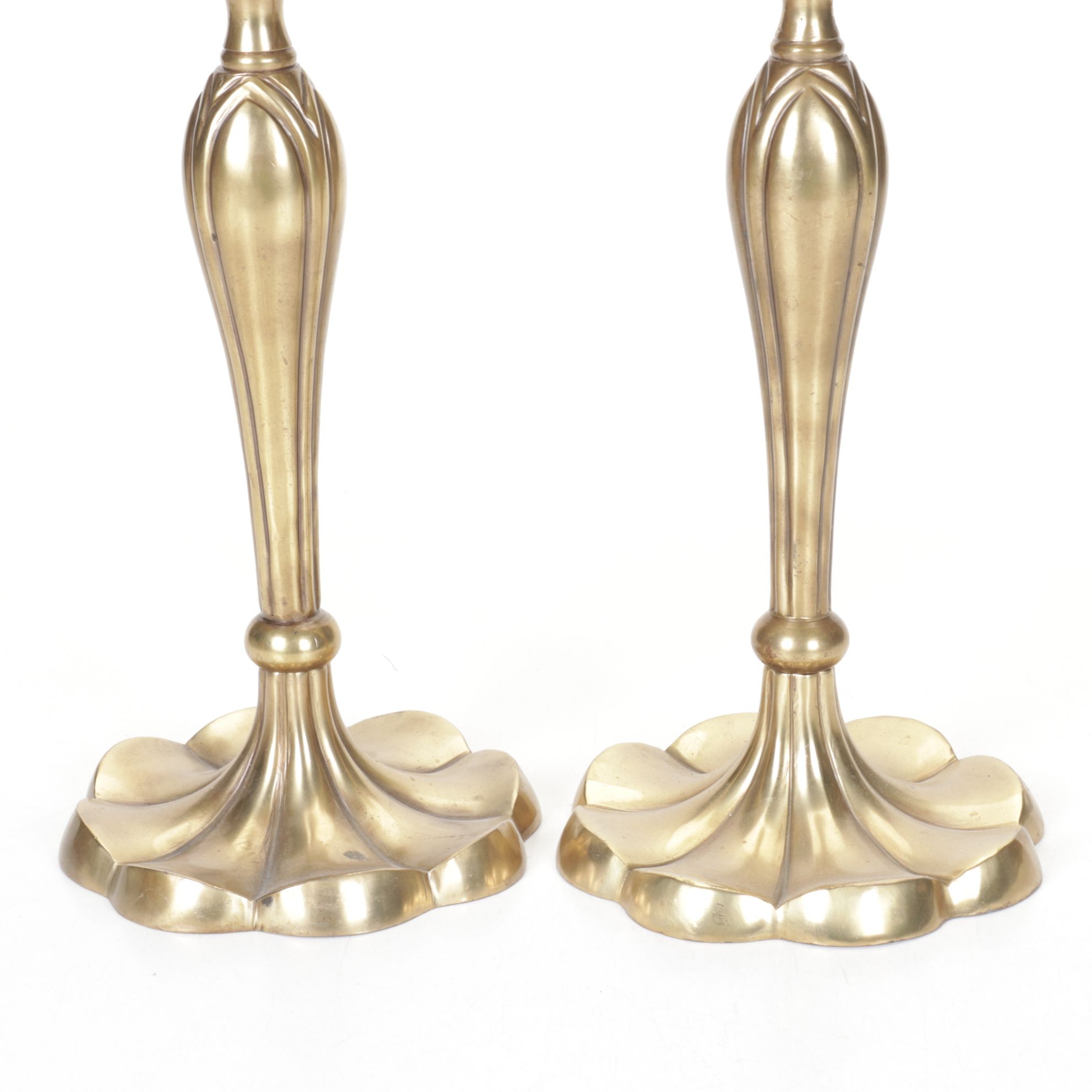Pair of Art Nouveau Brass Candlesticks, Early 20th Century