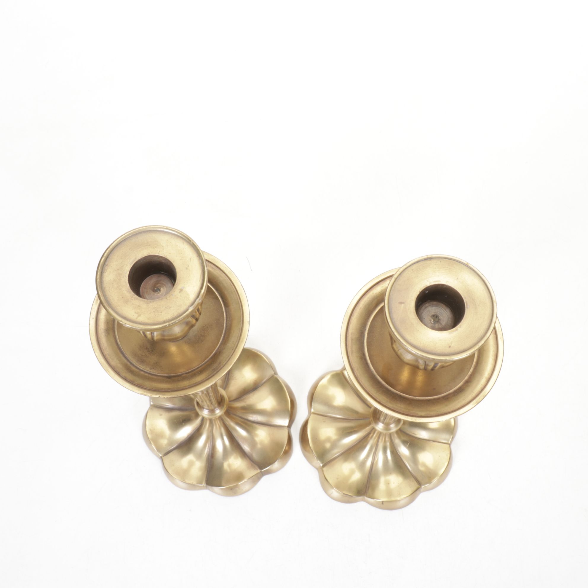 Pair of Art Nouveau Brass Candlesticks, Early 20th Century