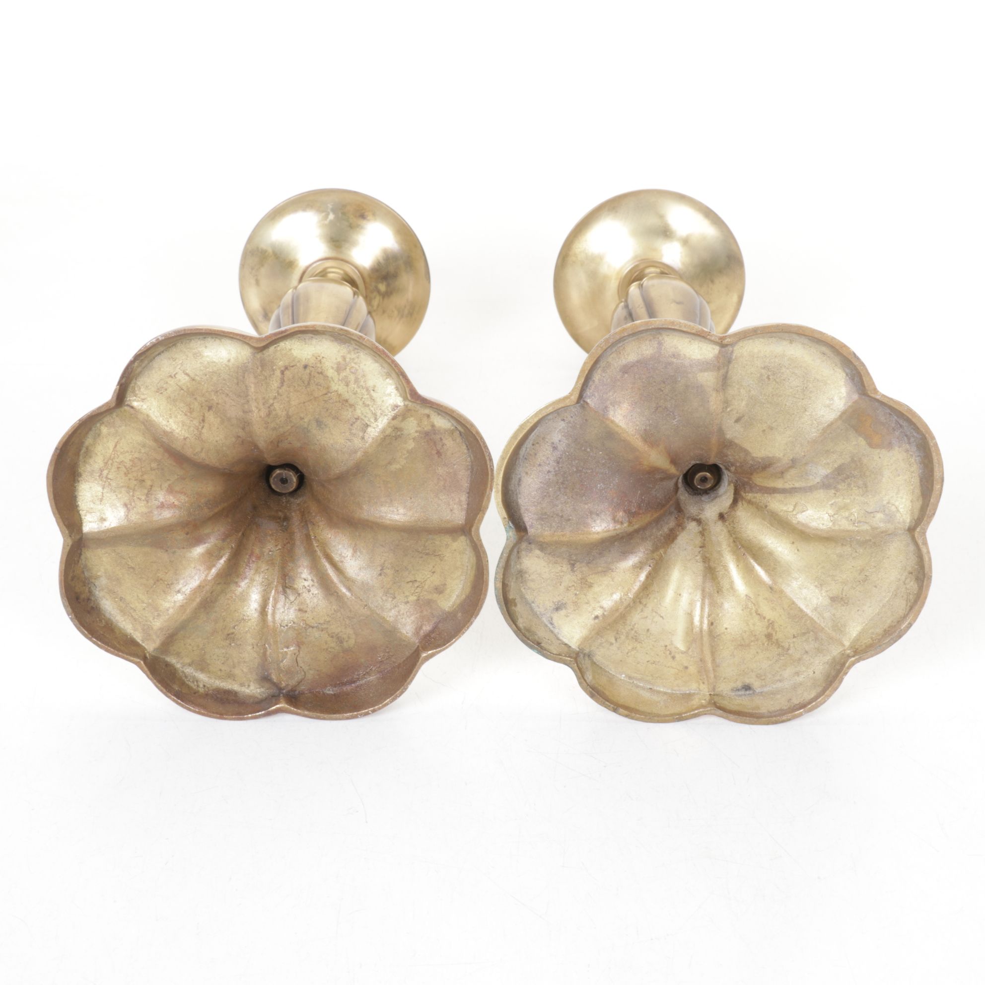 Pair of Art Nouveau Brass Candlesticks, Early 20th Century