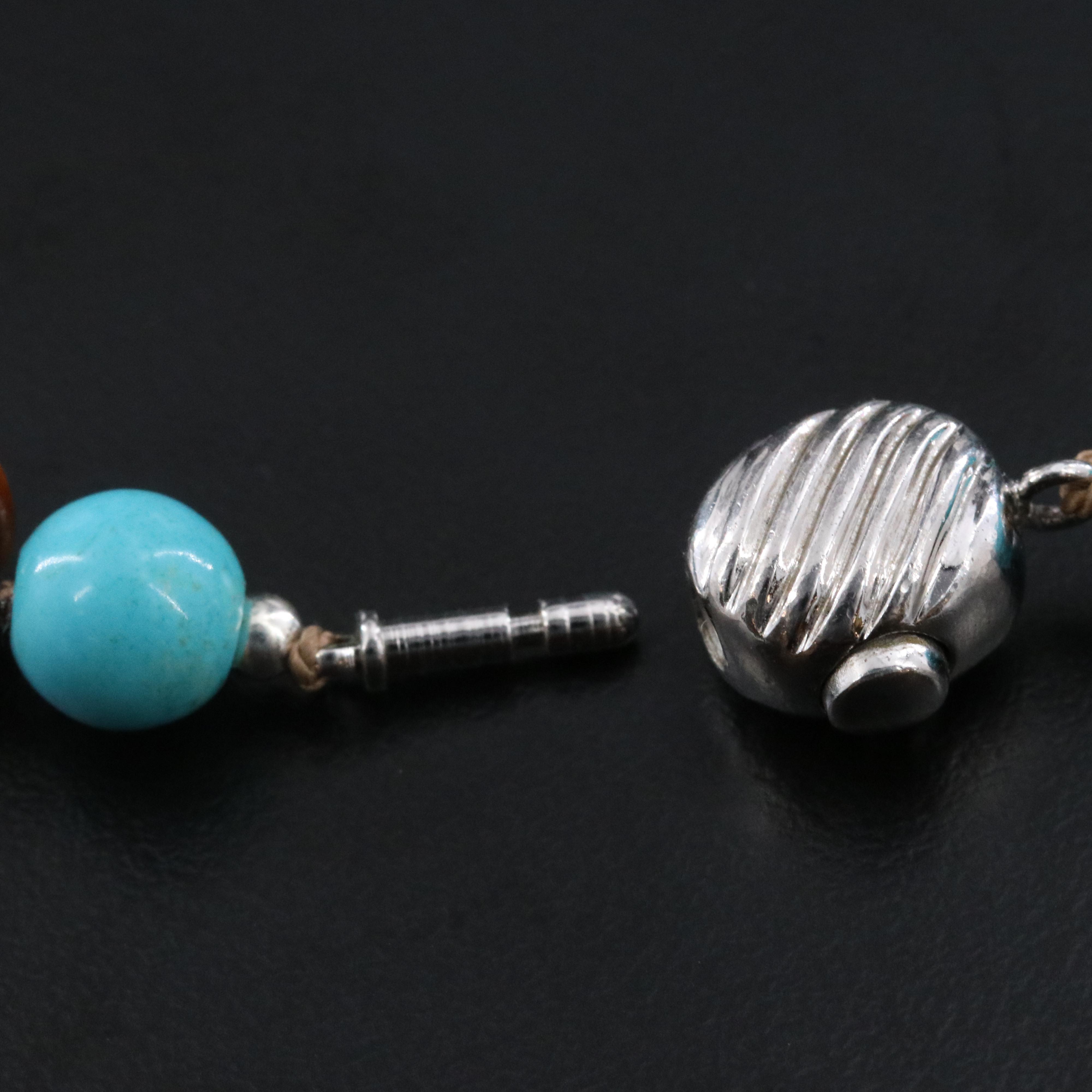 Sterling Magnesite and Tiger's Eye Necklace