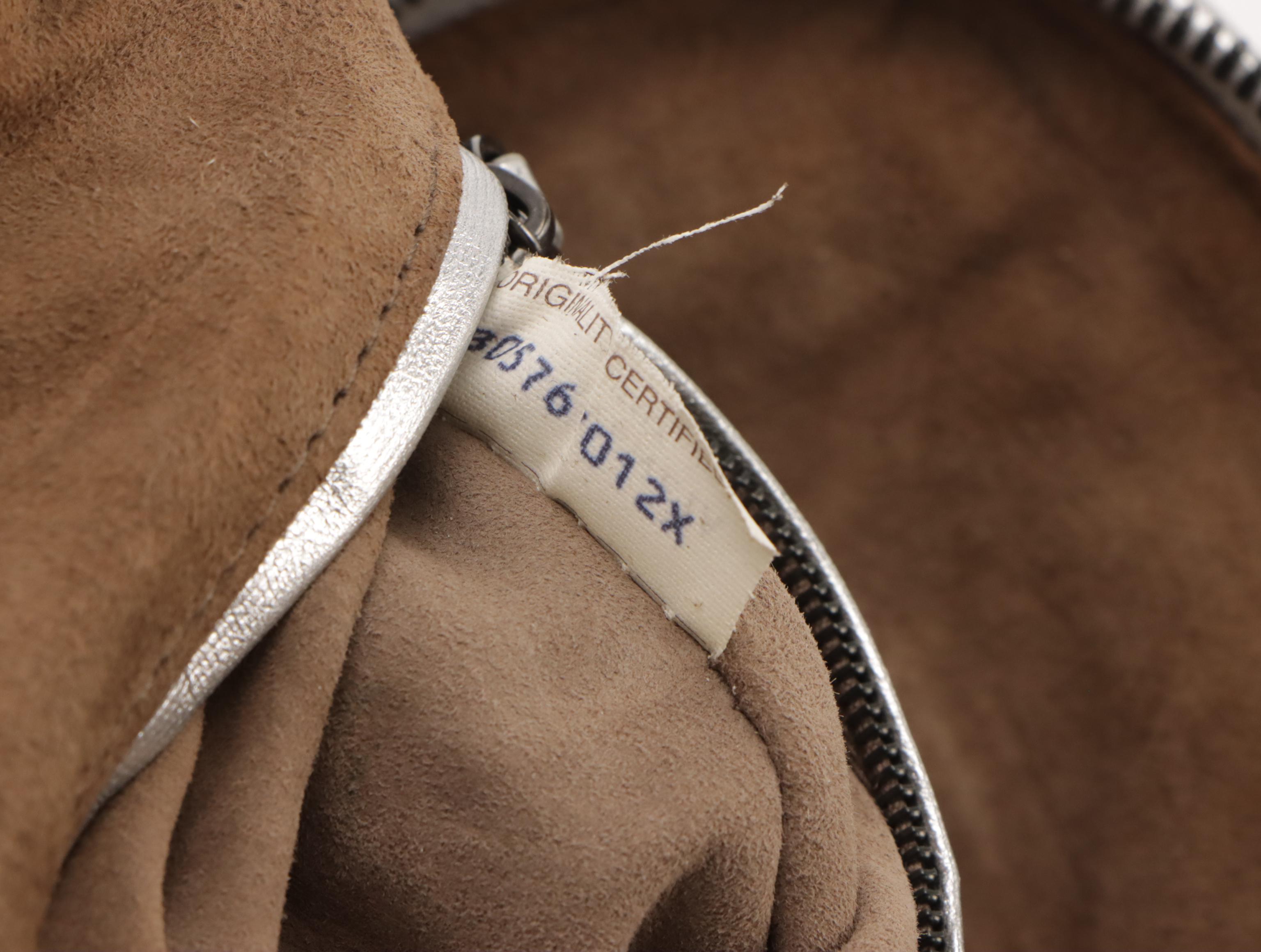 Bottega Veneta Zippered Crossbody Bag in Silver Metallic Intrecciato Leather