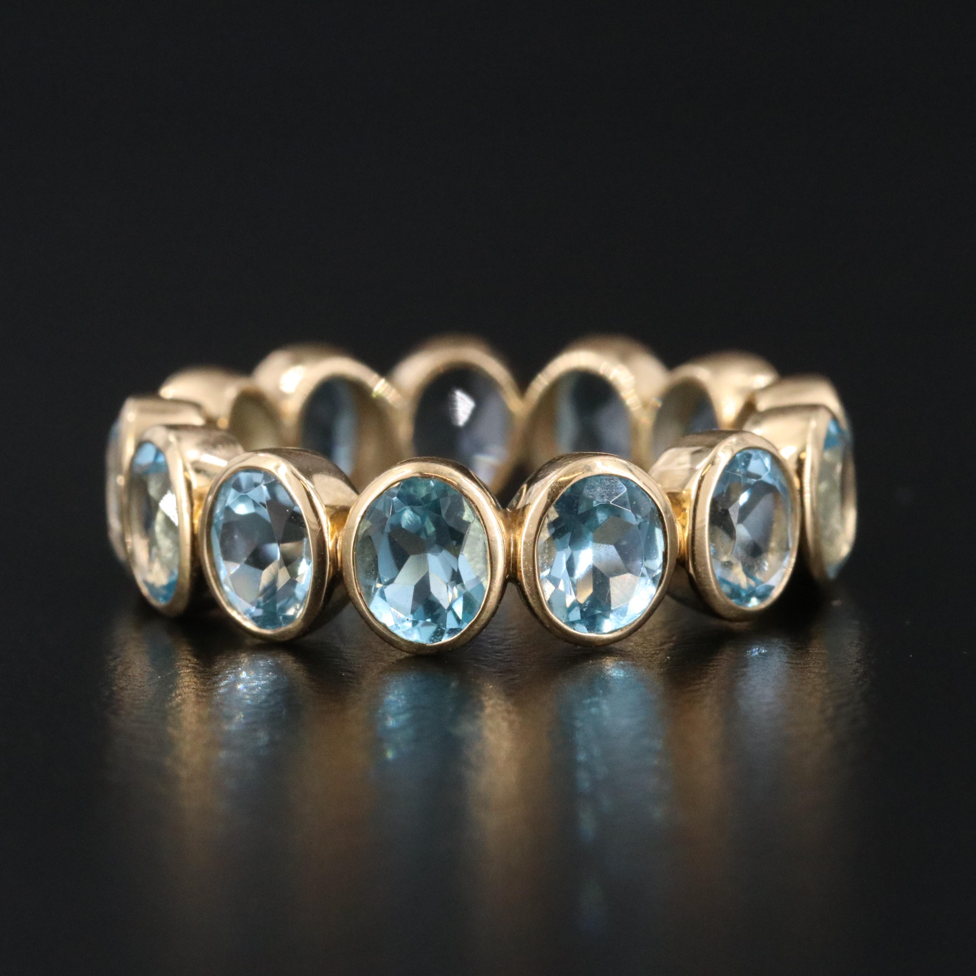 18K Blue Topaz Eternity Band