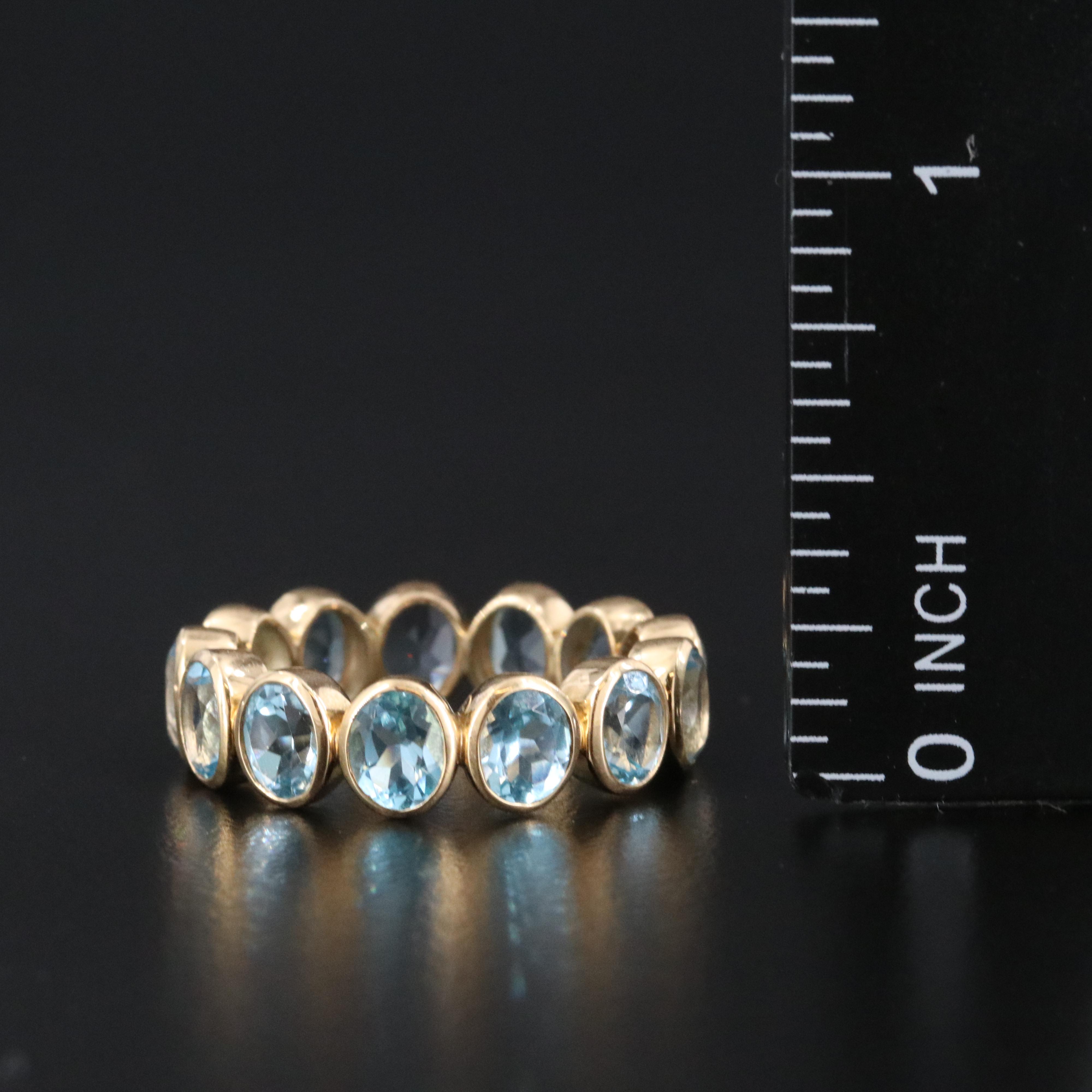 18K Blue Topaz Eternity Band