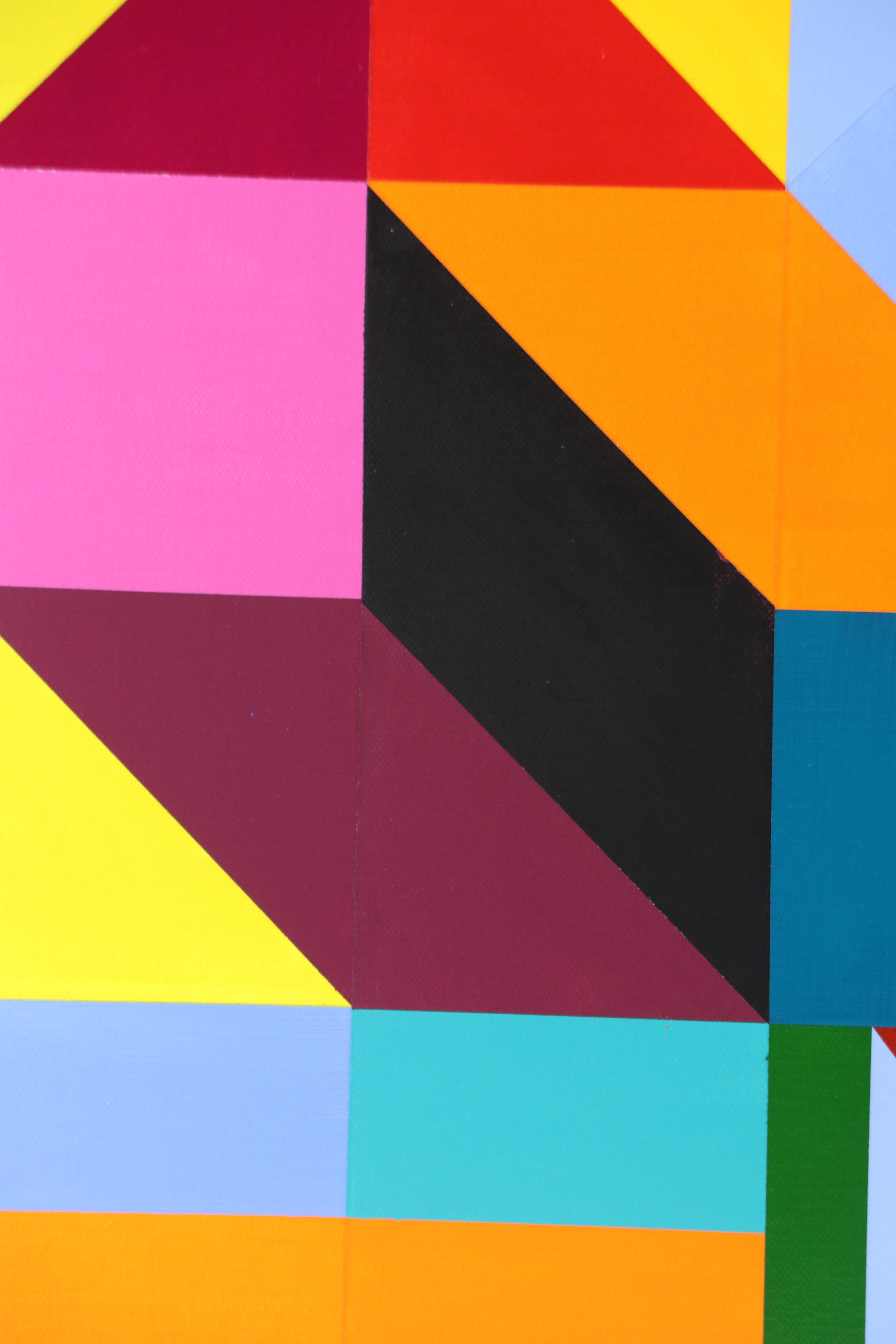 deSanto Geometric Acrylic Painting "Gridlock," 2025