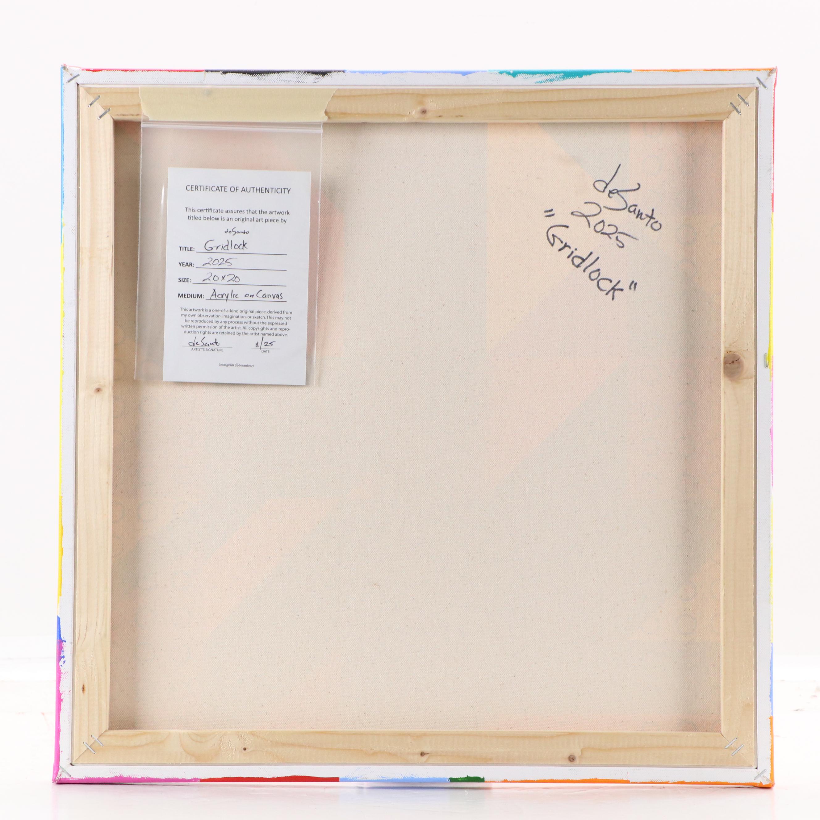 deSanto Geometric Acrylic Painting "Gridlock," 2025