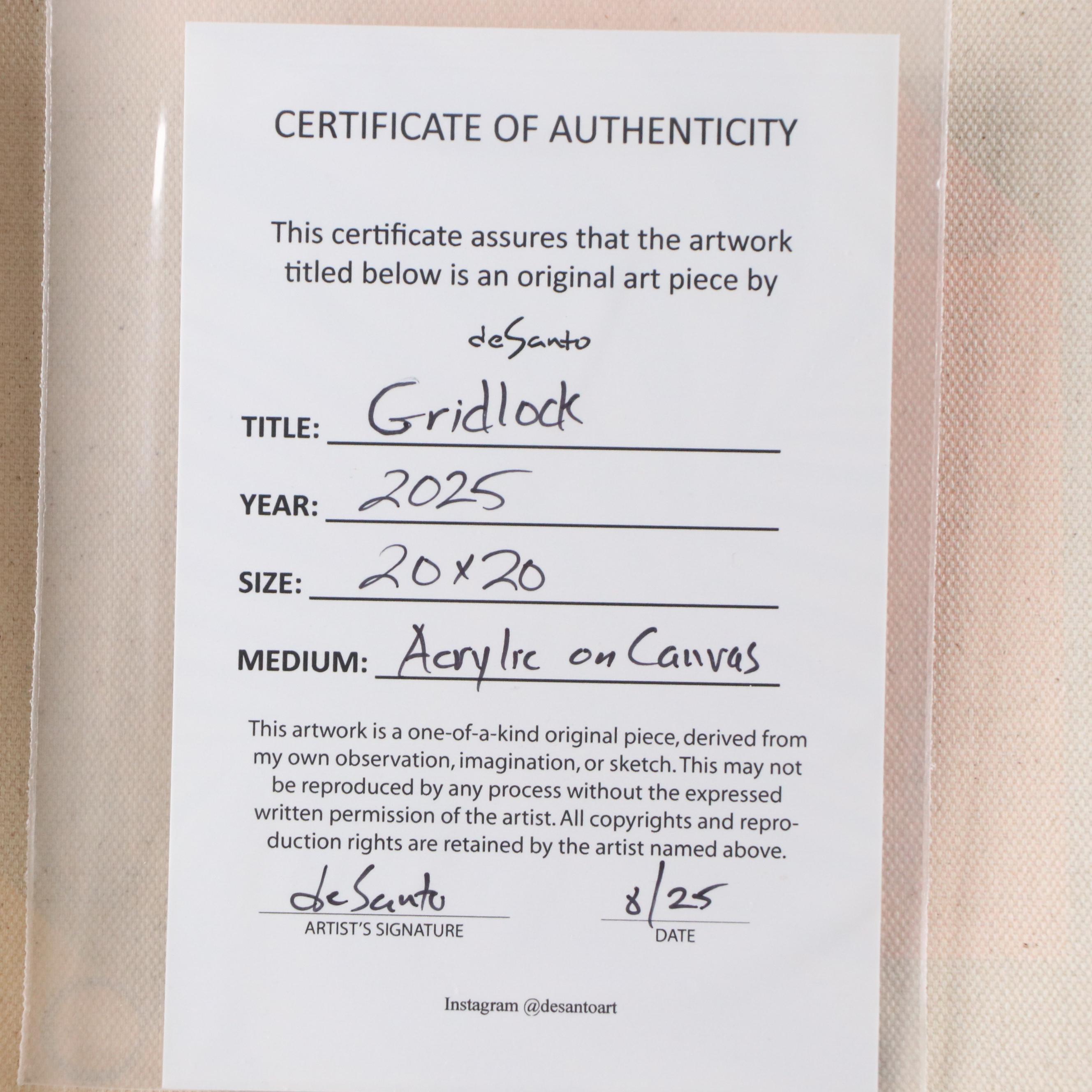 deSanto Geometric Acrylic Painting "Gridlock," 2025