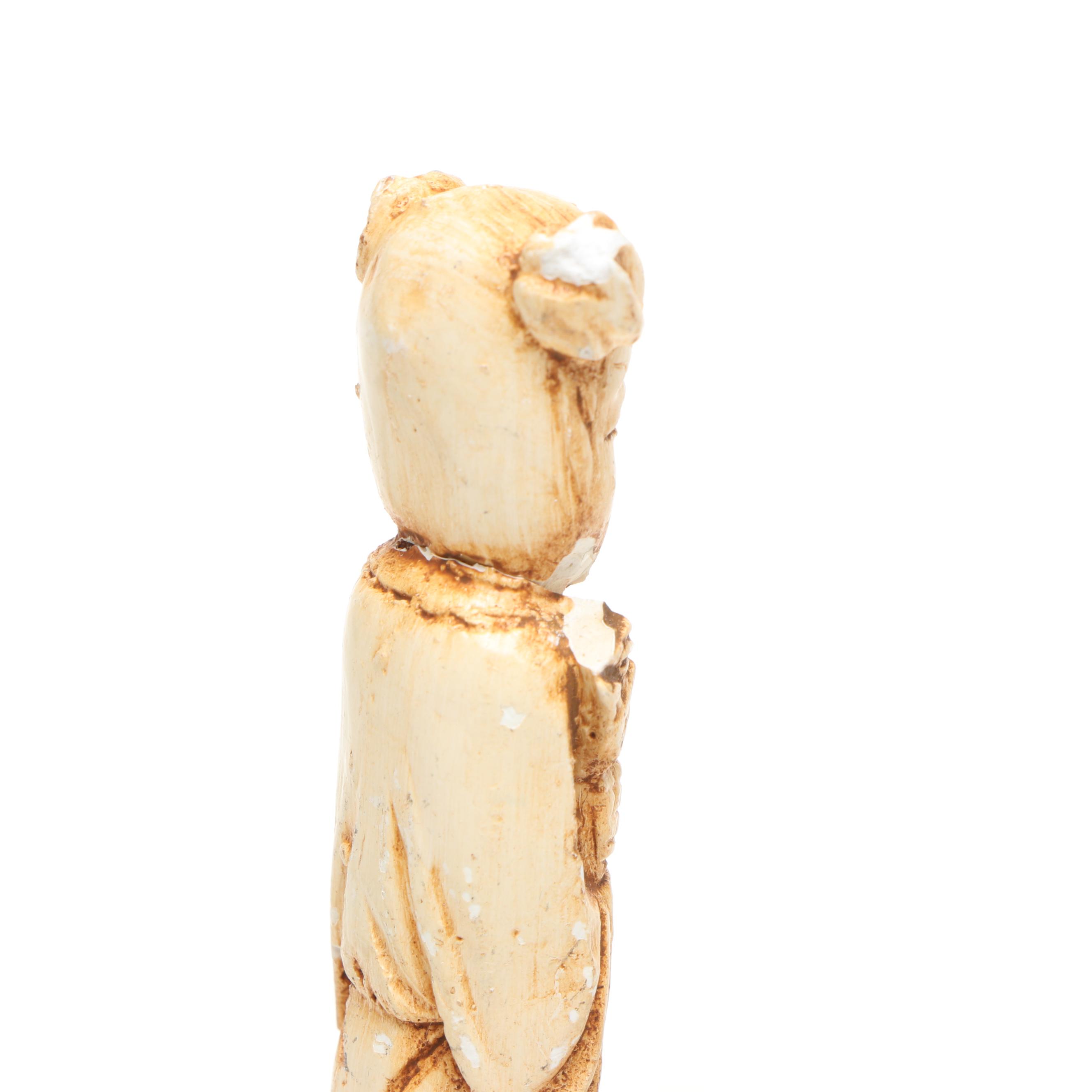 Chinese Distressed Bone Finish Deity and Elder Figurines