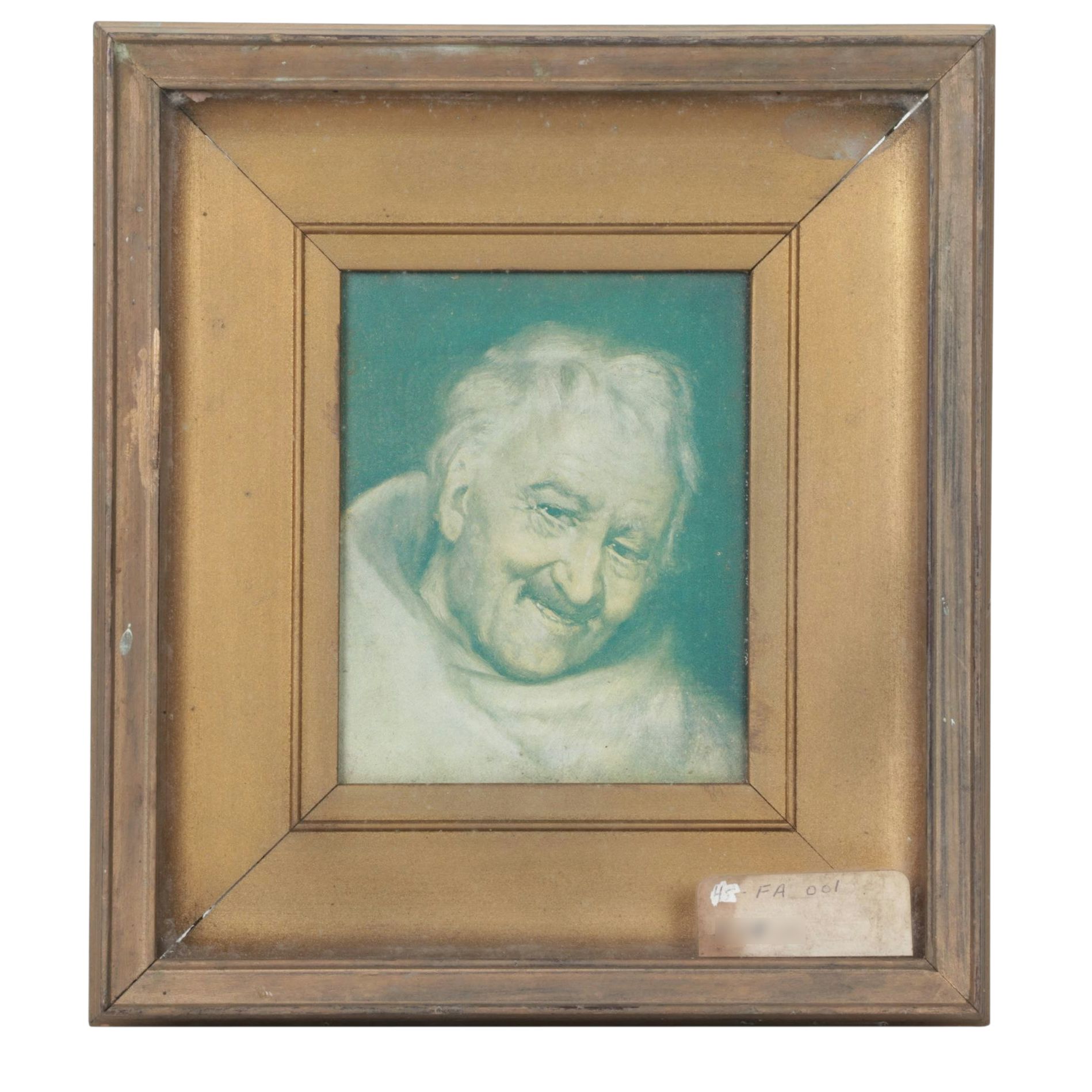 Green-Tinted Offset Lithograph Portrait of a Priest, Late 19th Century