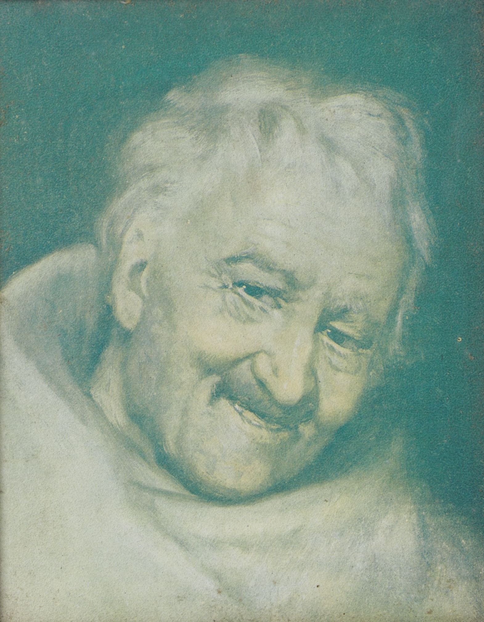 Green-Tinted Offset Lithograph Portrait of a Priest, Late 19th Century