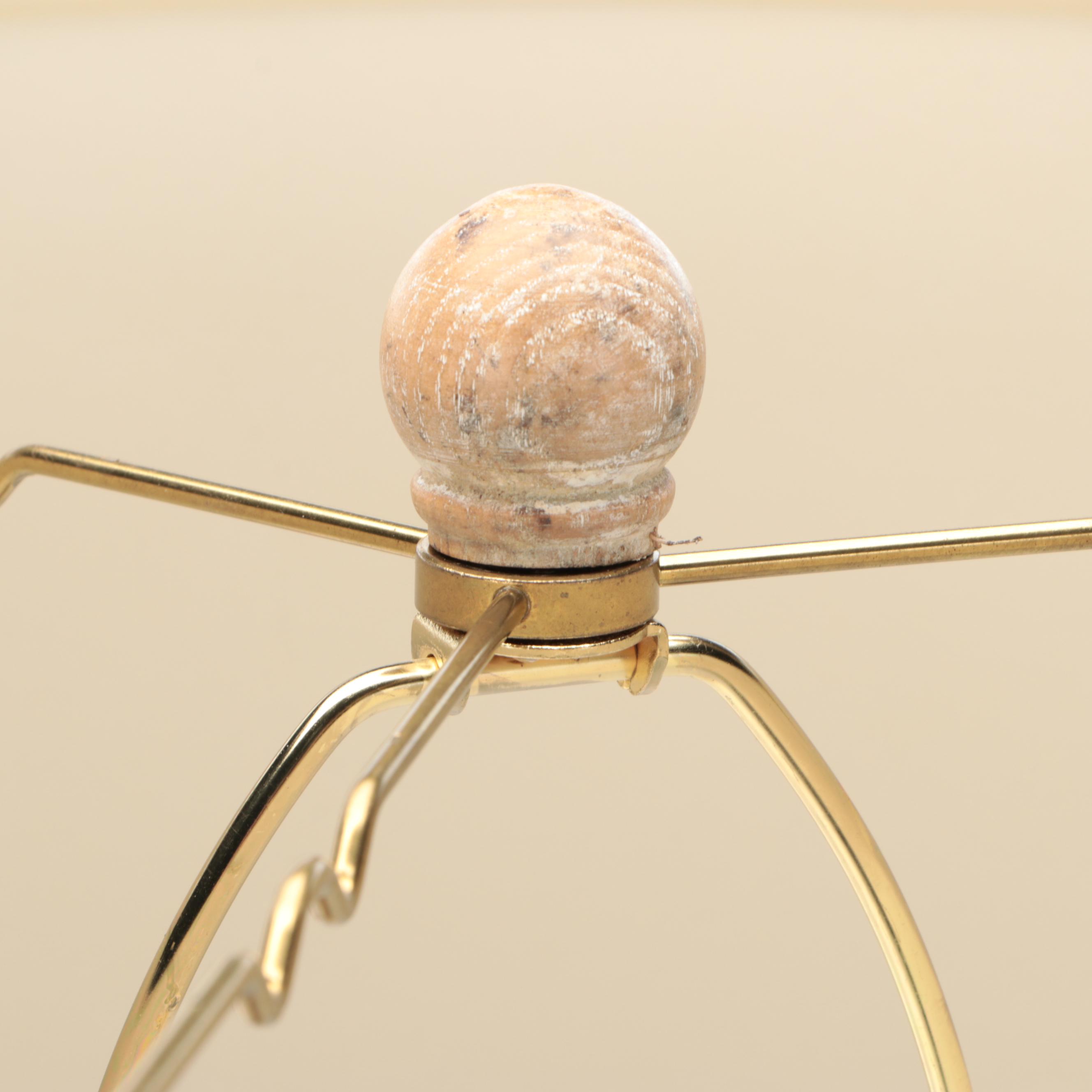 Architectural Salvage Wood Pillar Table Lamp with Drum Shade