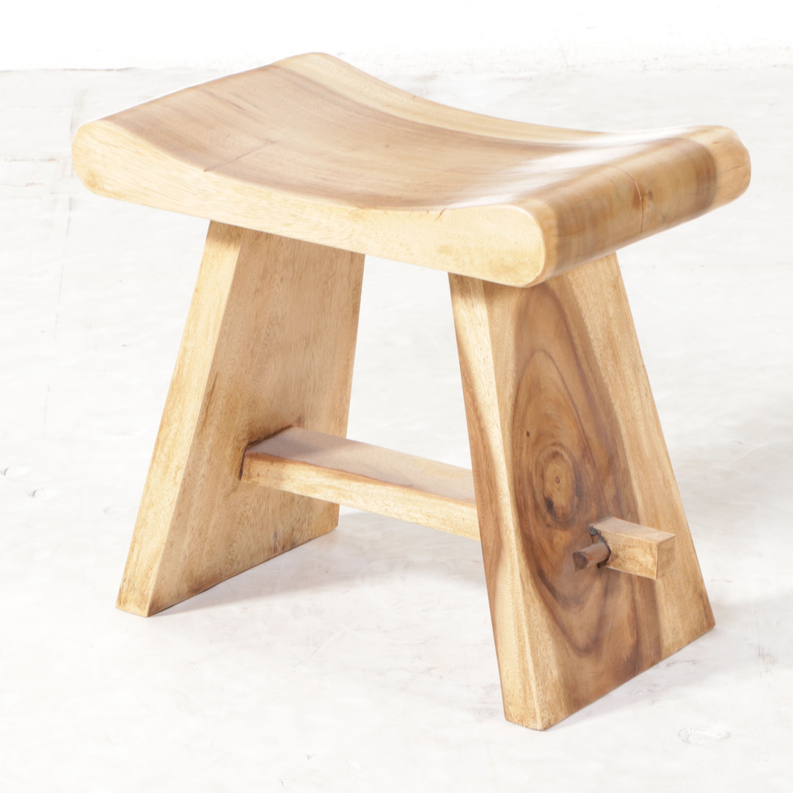 Pair of Contemporary Wooden Low Stools