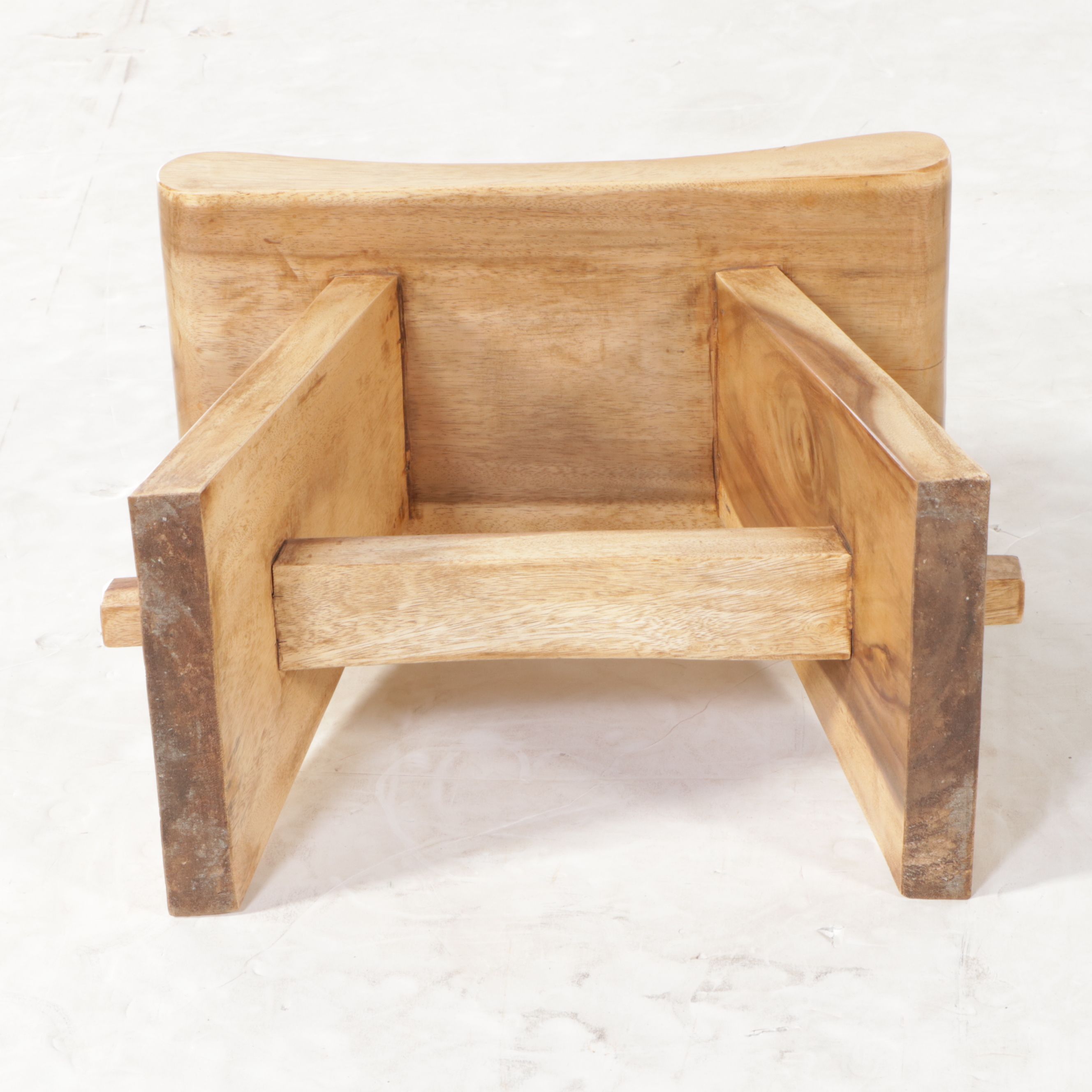 Pair of Contemporary Wooden Low Stools