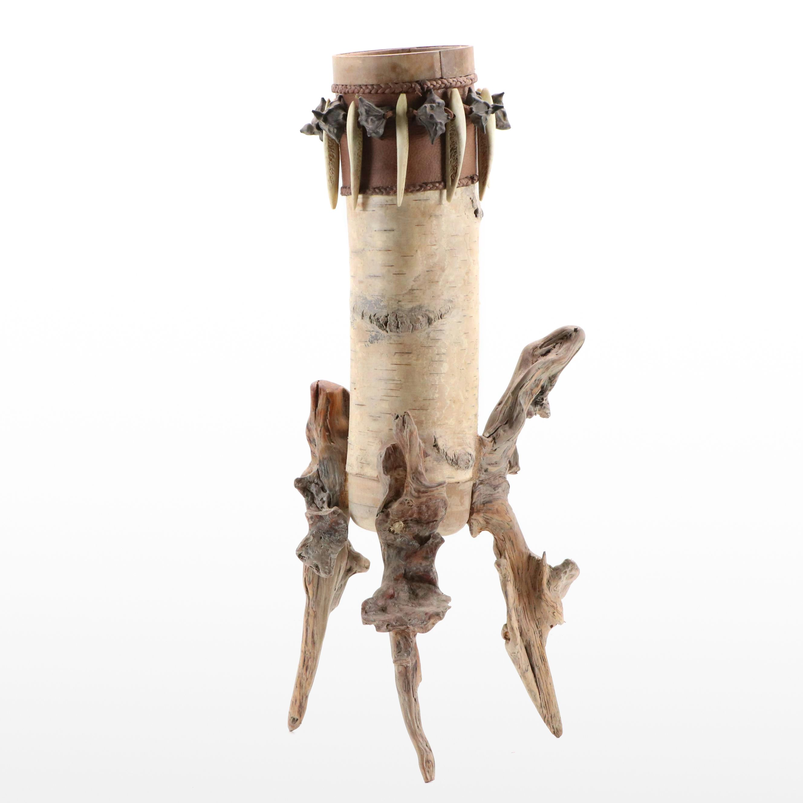 Robert Beaven Folk Art Found Materials Footed Vessel