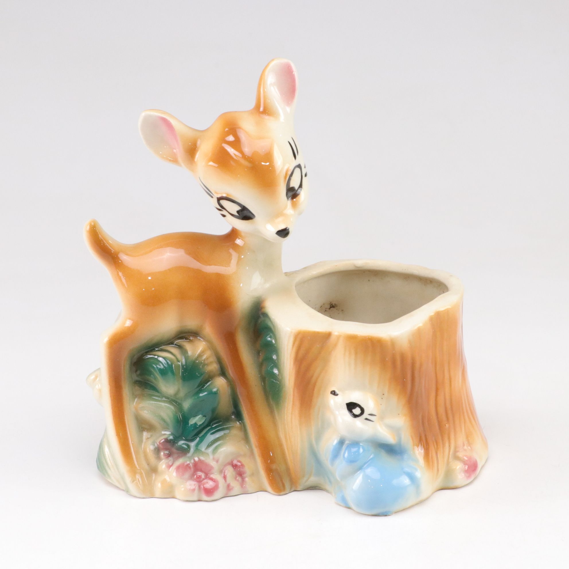 Ceramic Mickey Mouse & Bambi Planters, Mid-20th Century
