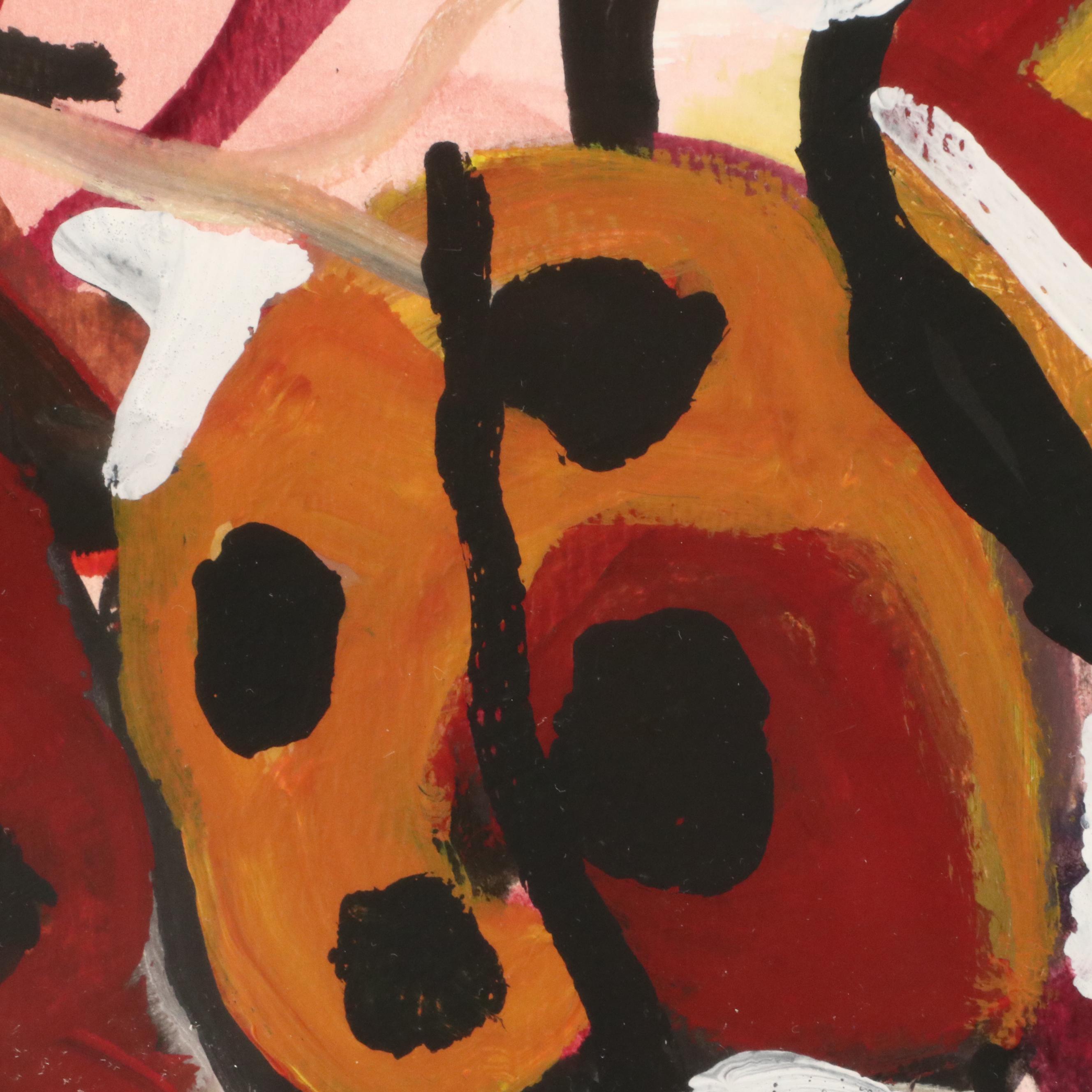 Acrylic Painting of Two Abstracted Ladybugs, Late 20th Century
