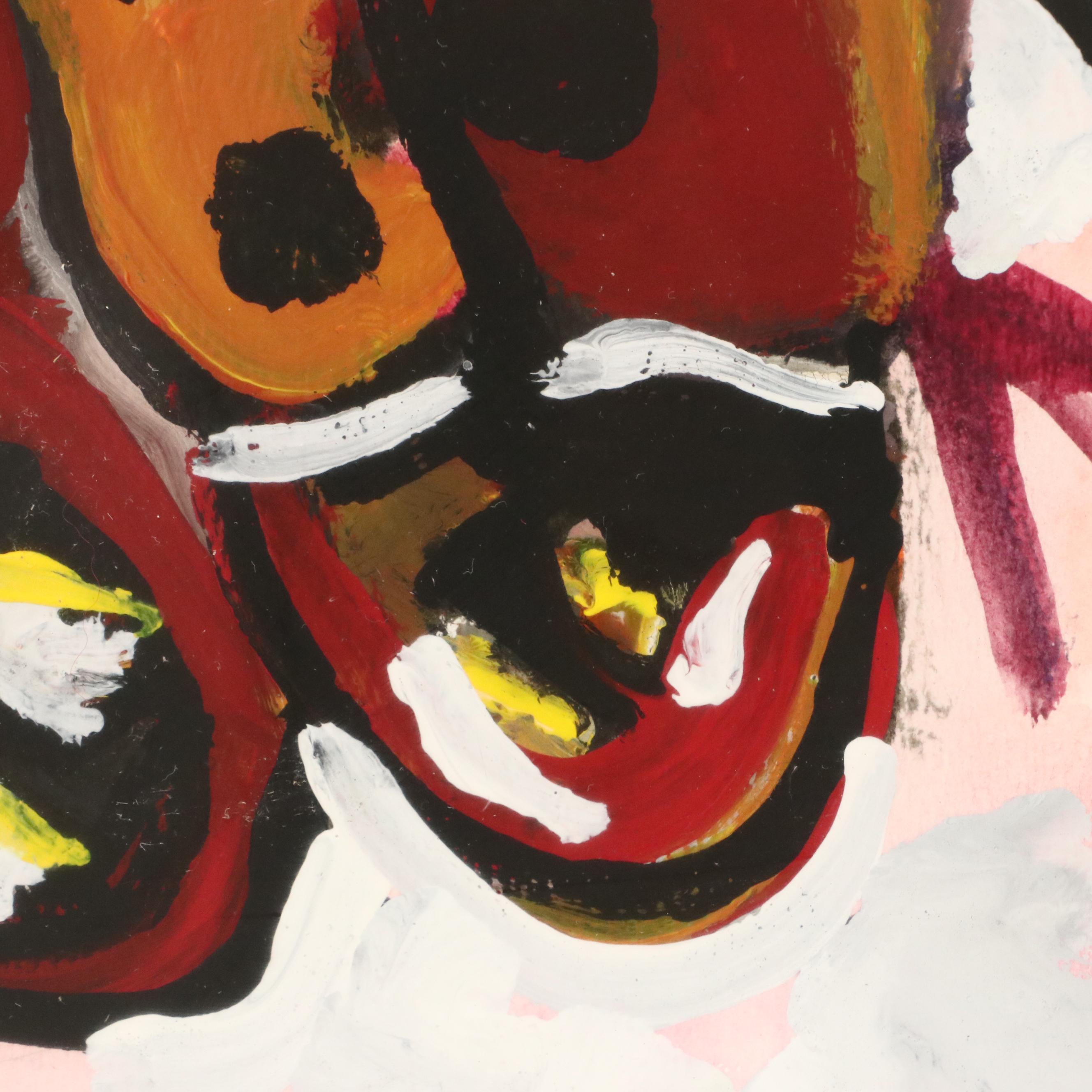 Acrylic Painting of Two Abstracted Ladybugs, Late 20th Century