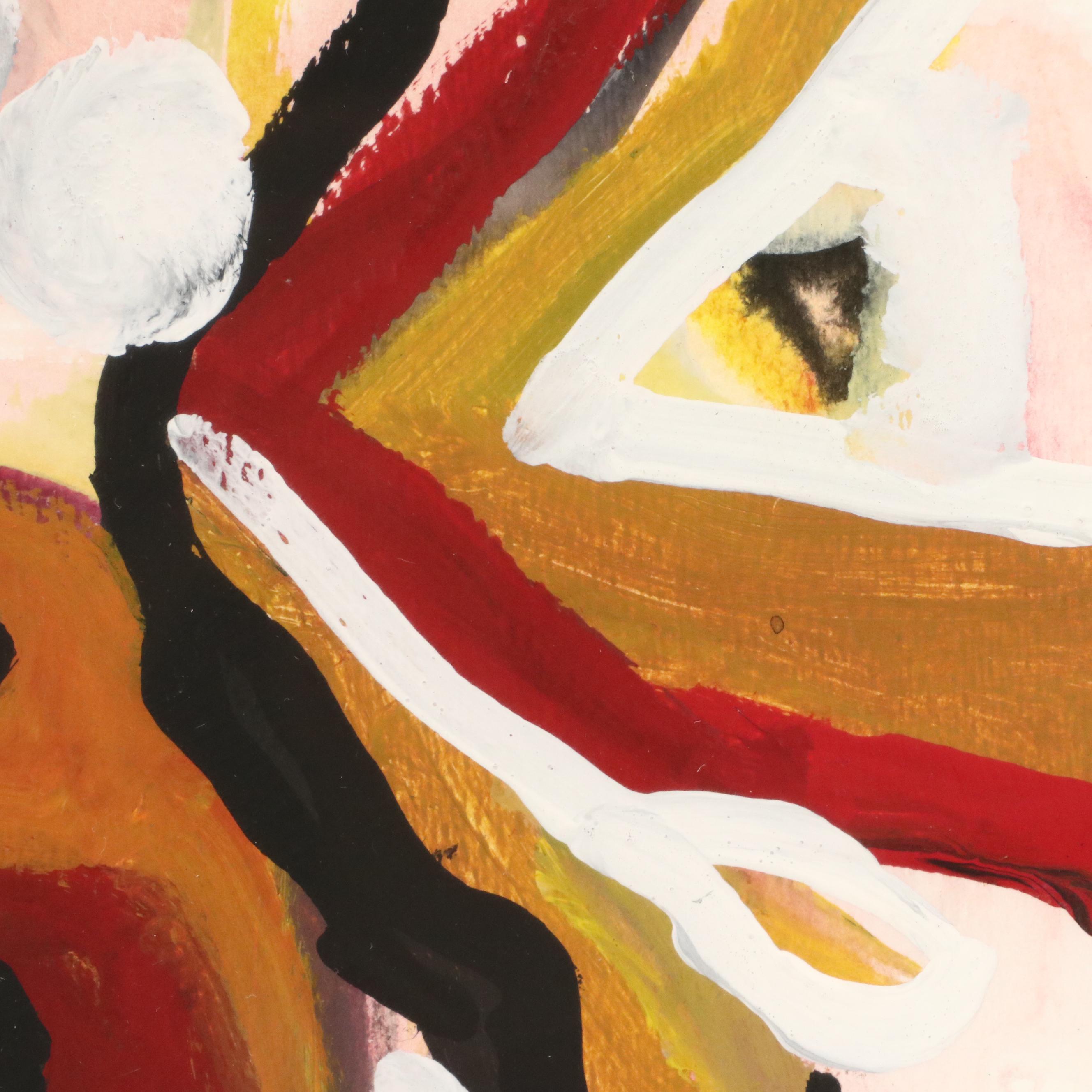 Acrylic Painting of Two Abstracted Ladybugs, Late 20th Century