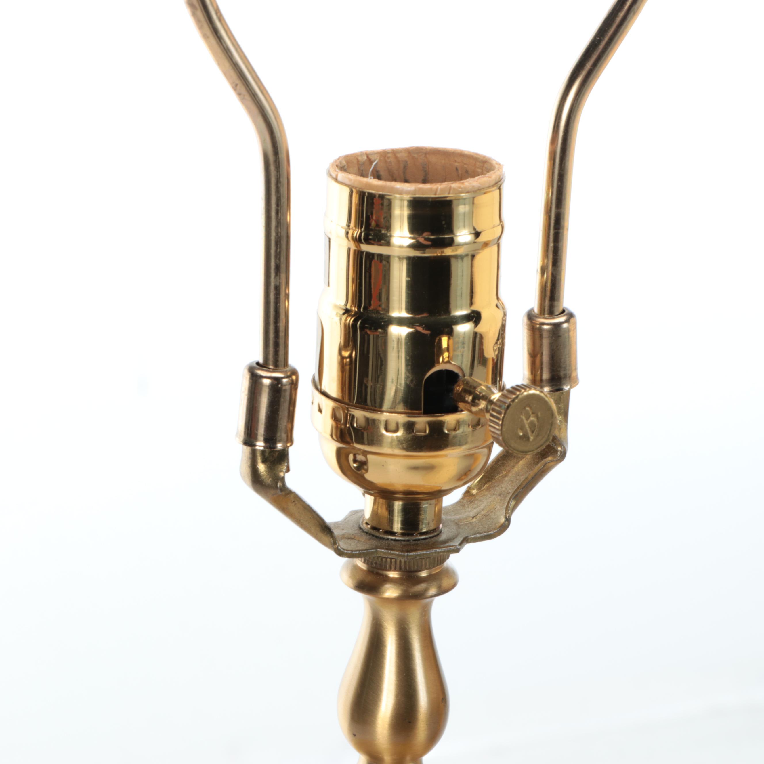 The Bradburn Gallery Ocher and Bronzed Ceramic Urn Table Lamps, Silk Shades