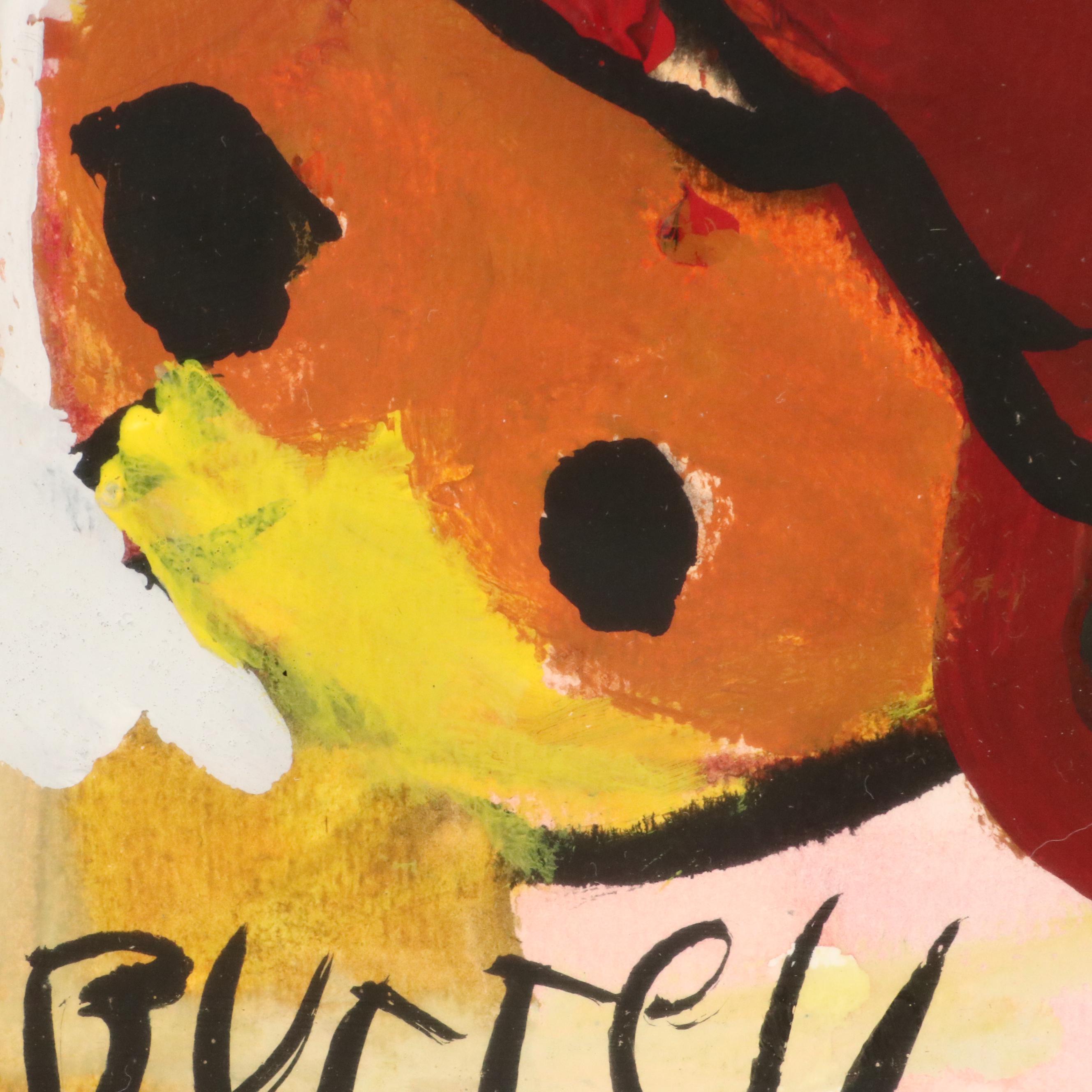 Acrylic Painting of Two Abstracted Ladybugs, Late 20th Century