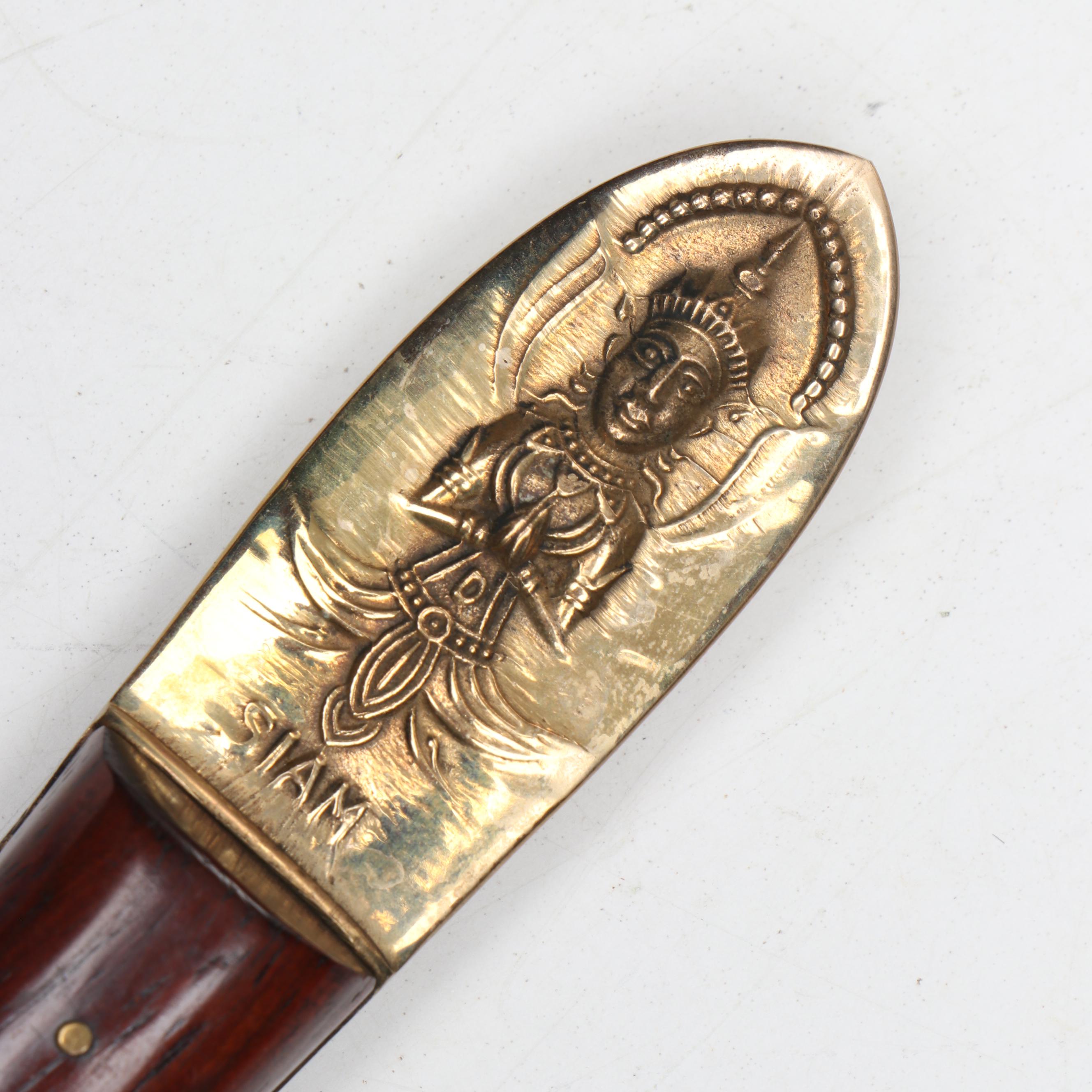 Siam Thailand Brass Flatware with Wooden Case, Mid to Late 20th Century