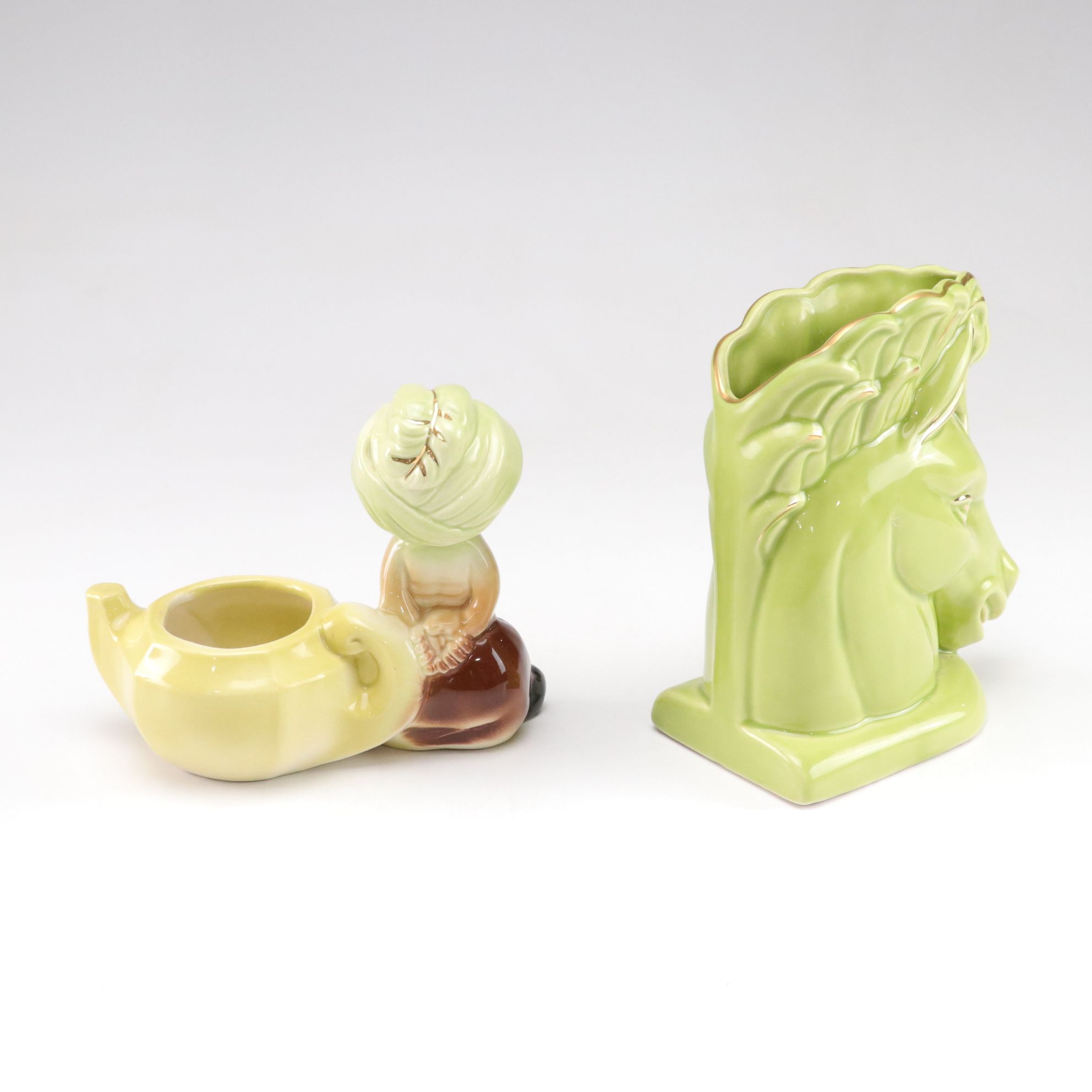 Ceramic Genie & Horse Planters with Gilt Accents & More