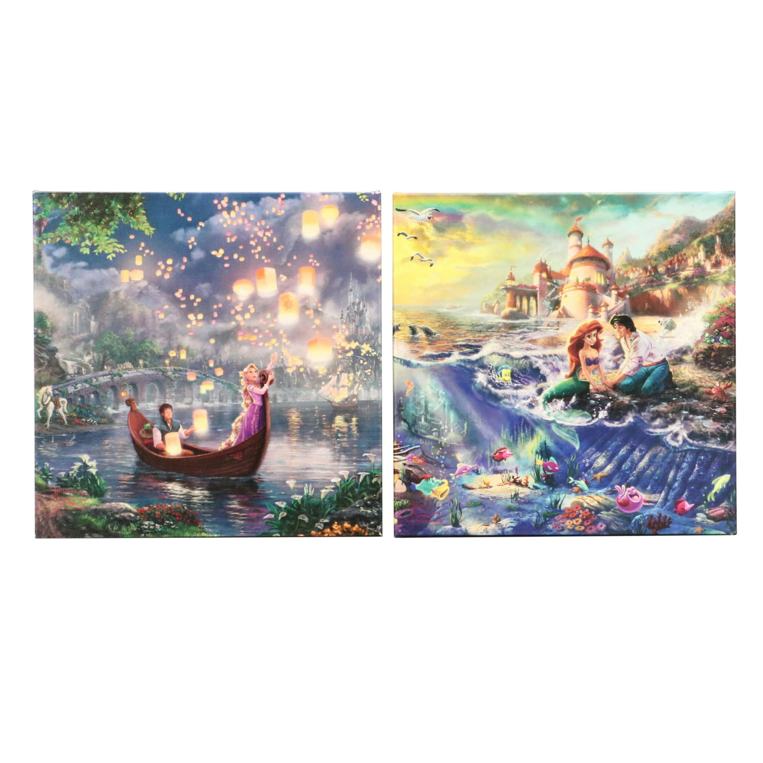 Thomas Kinkade Company and Disney Giclées of "The Little Mermaid" and "Tangled"
