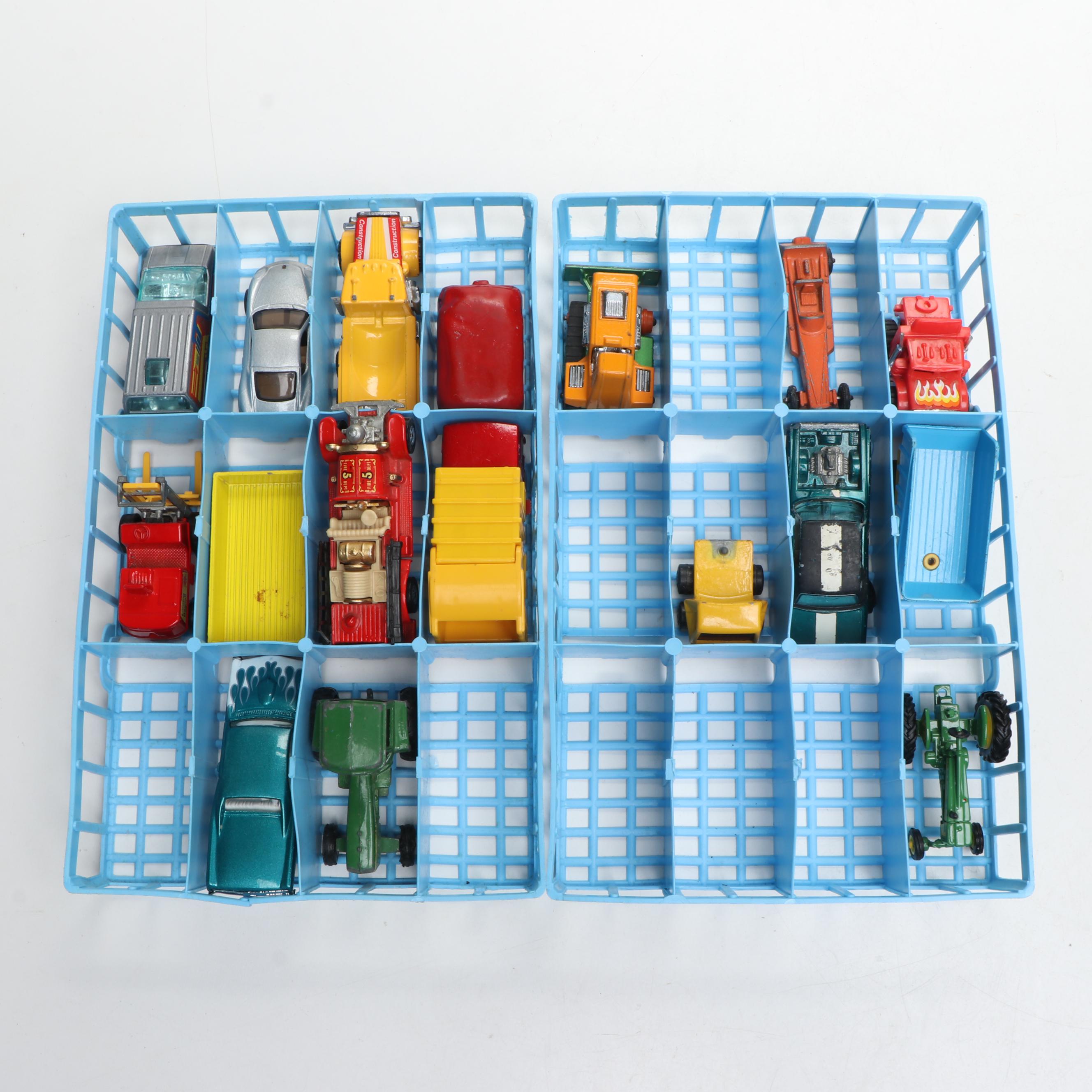 Hot Wheels, Matchbox, and More Diecast Vehicles in Carrying Case