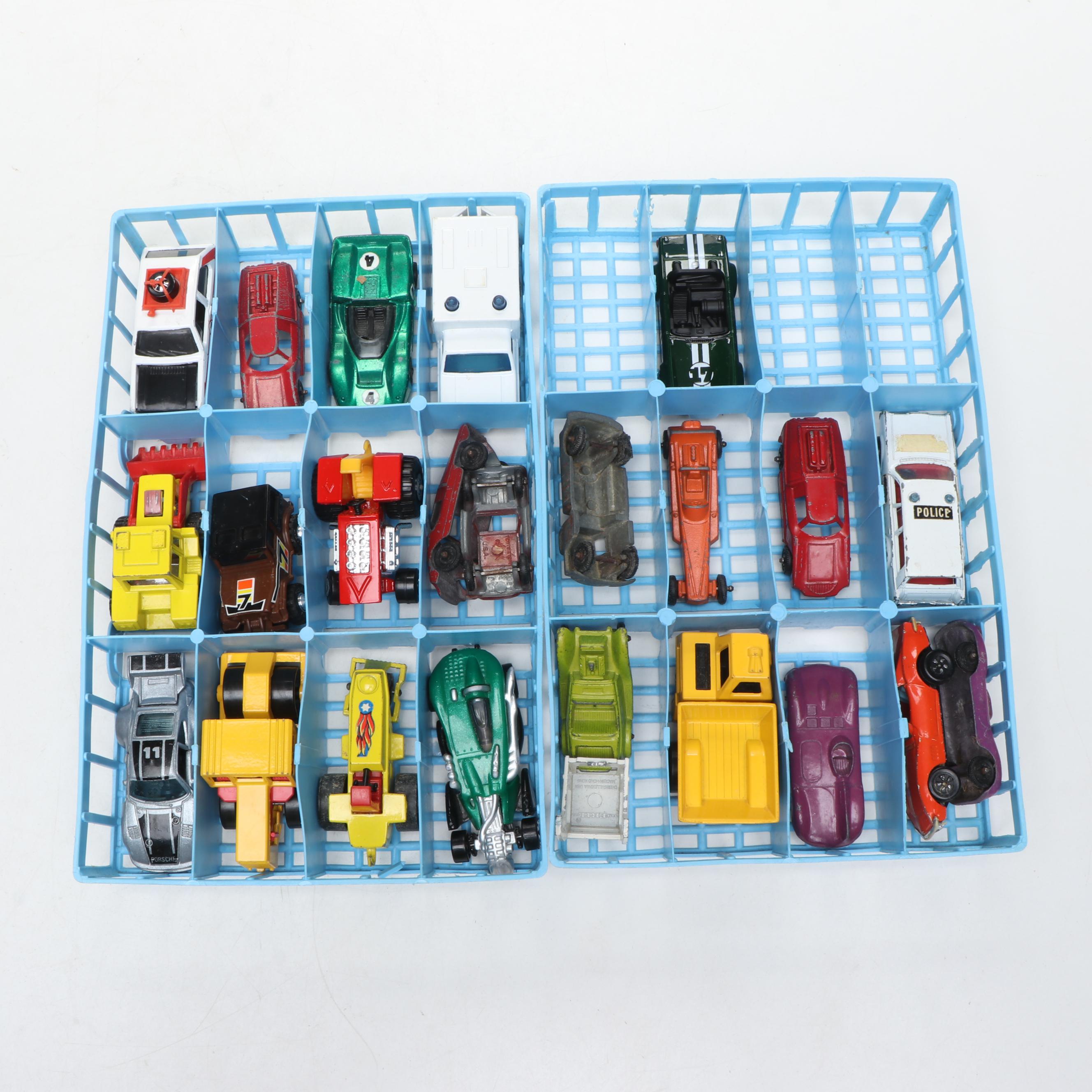 Hot Wheels, Matchbox, and More Diecast Vehicles in Carrying Case
