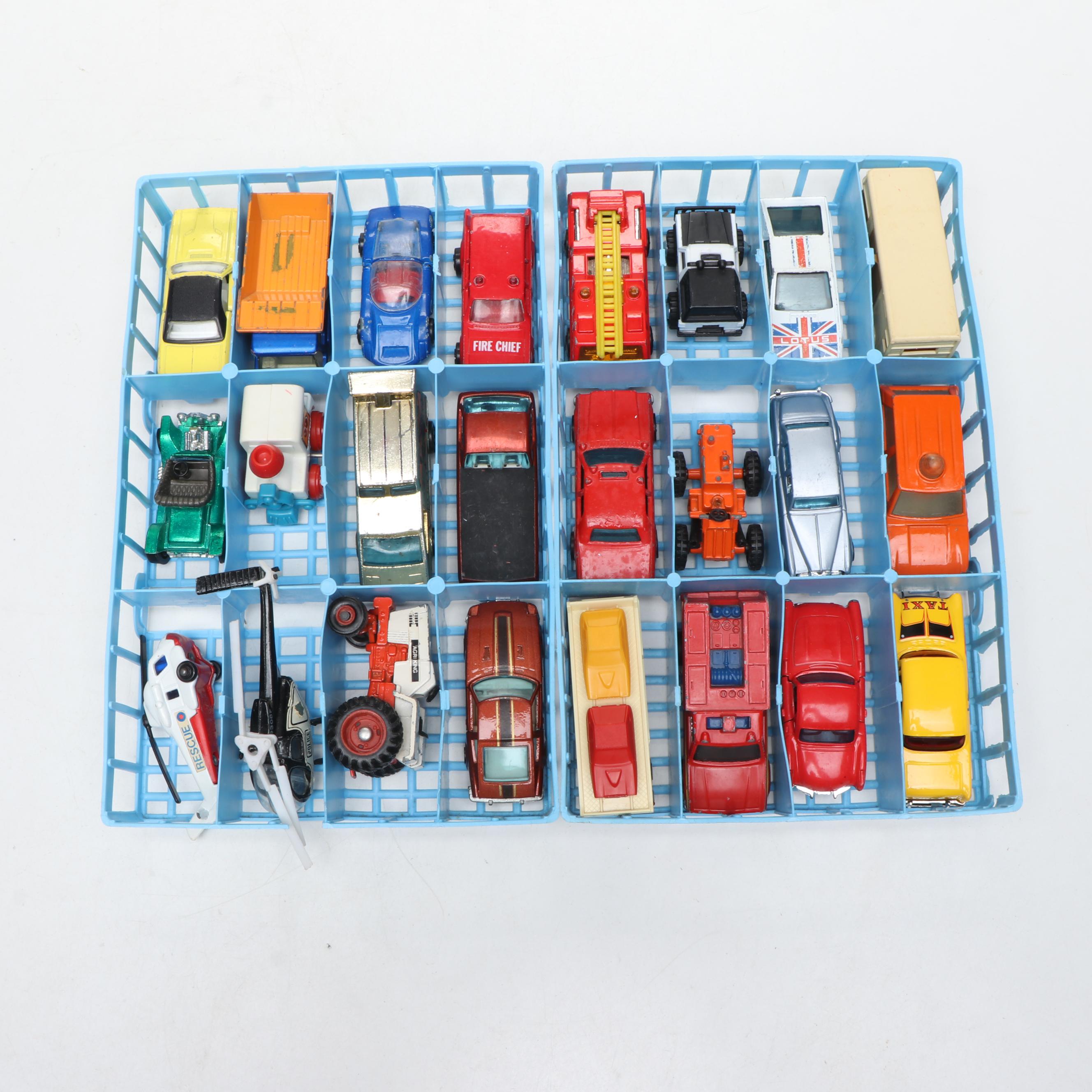 Hot Wheels, Matchbox, and More Diecast Vehicles in Carrying Case