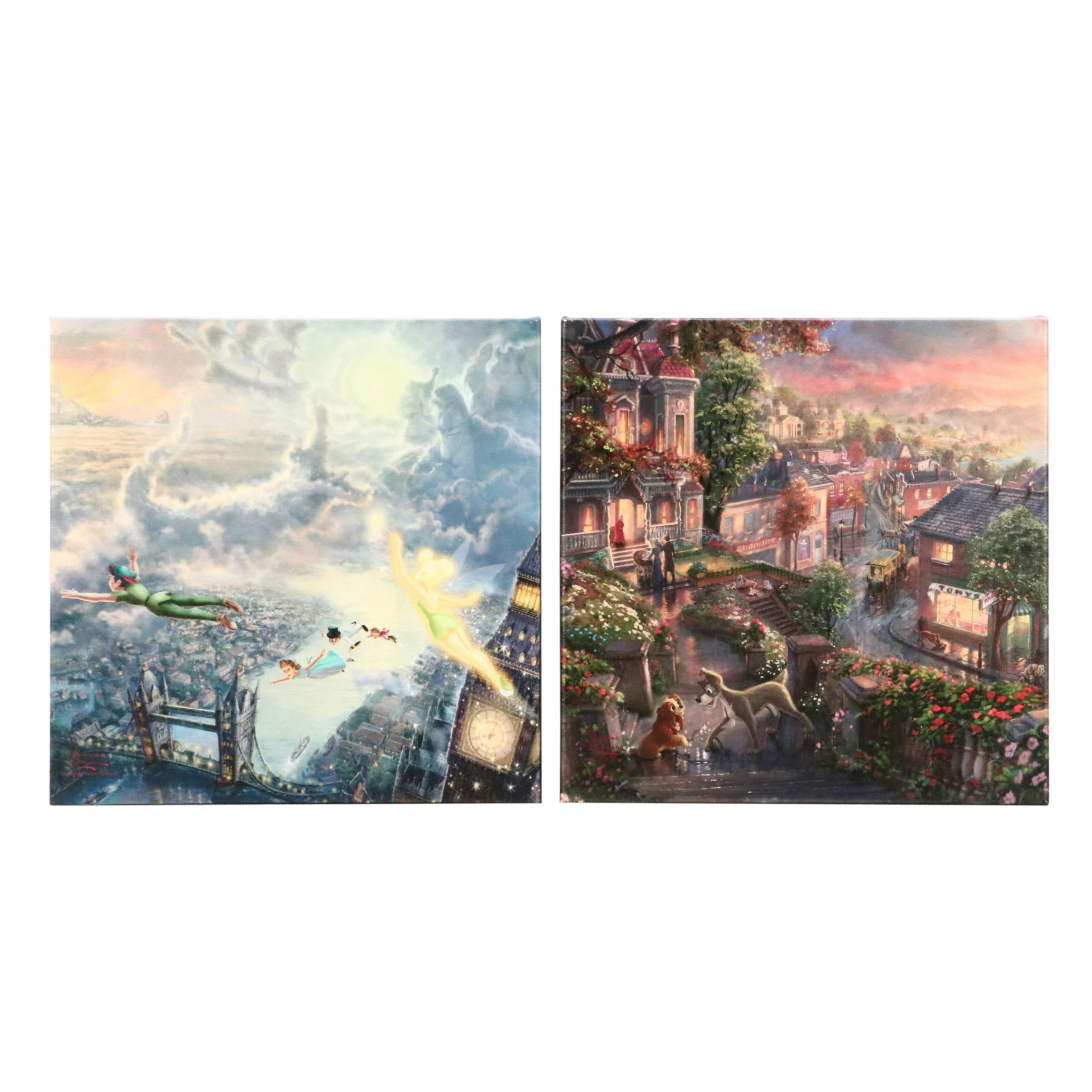 Thomas Kinkade Co. and Disney Giclées of "Peter Pan" and "Lady and the Tramp"