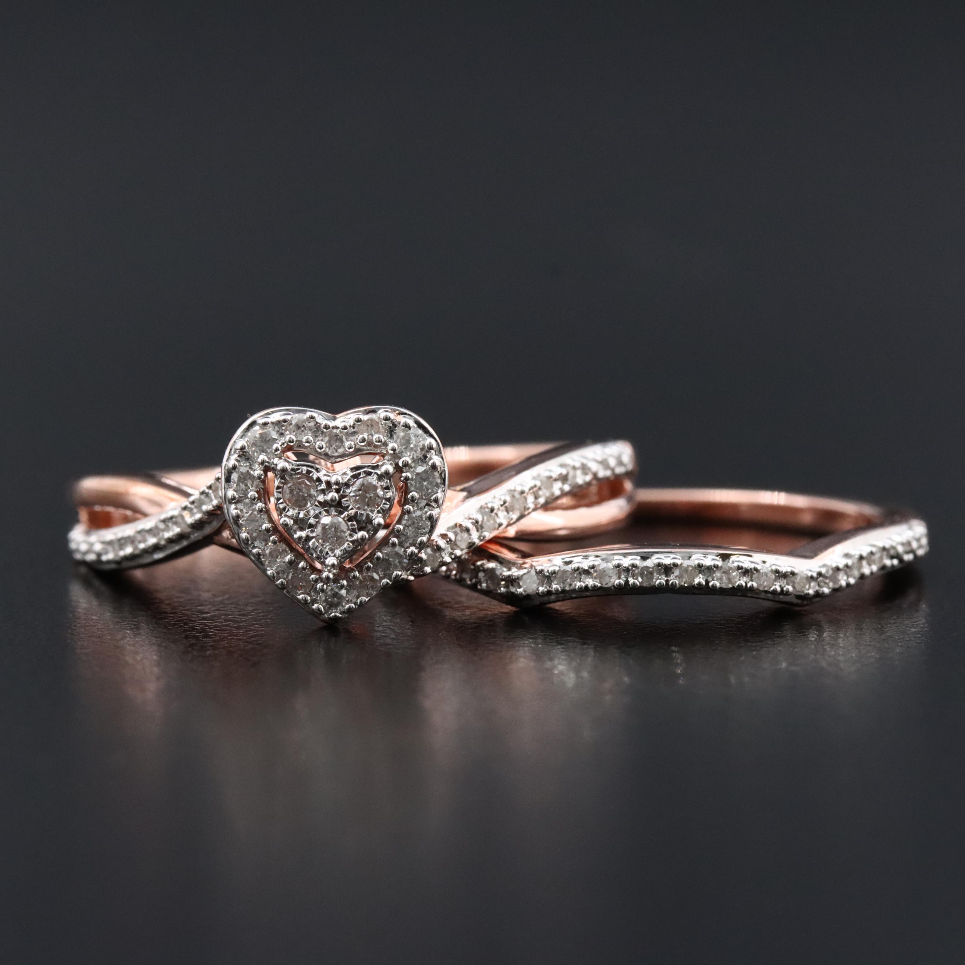 Sterling Diamond Ring Set
