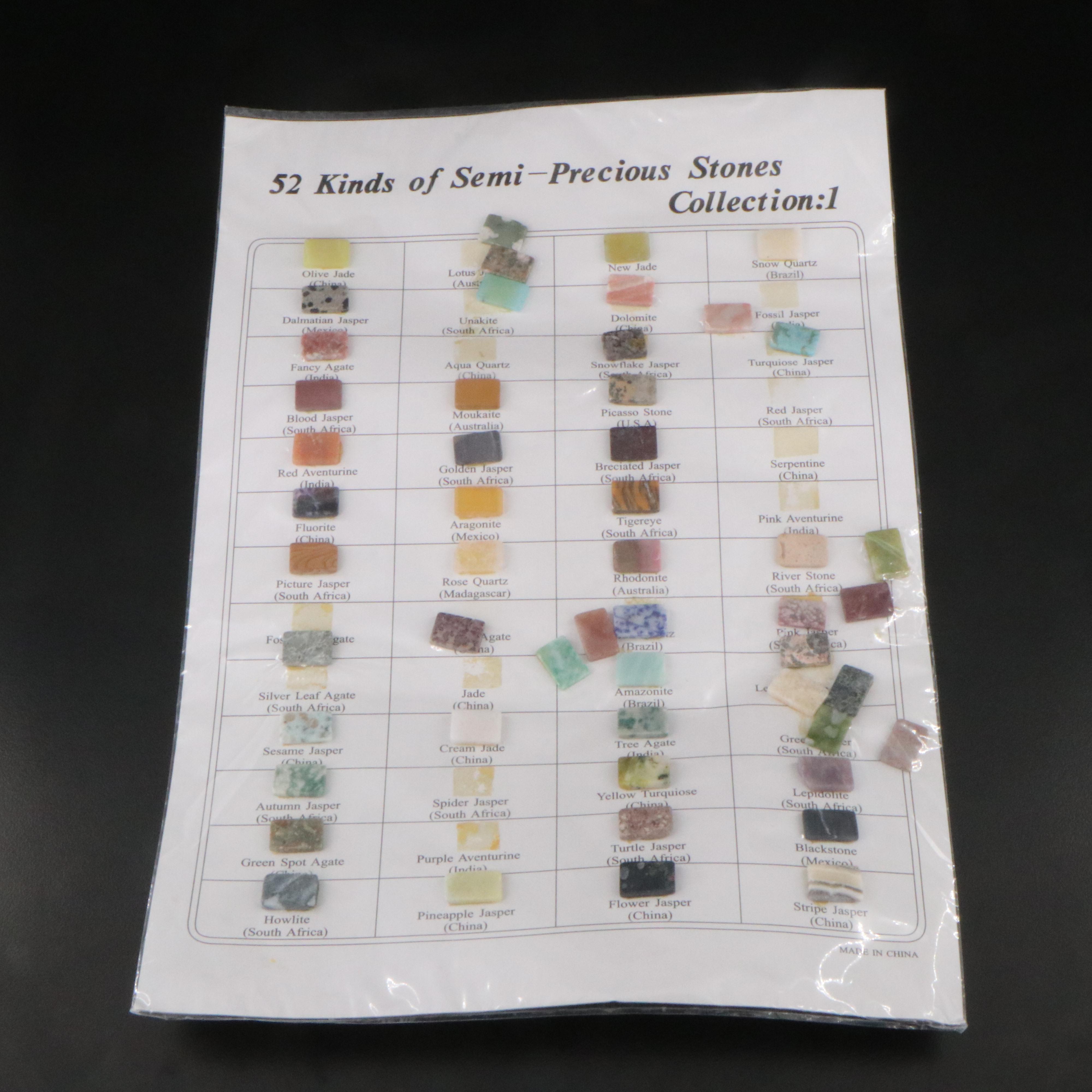 Gemstone Display Including Tiger's Eye, Agate and Fluorite