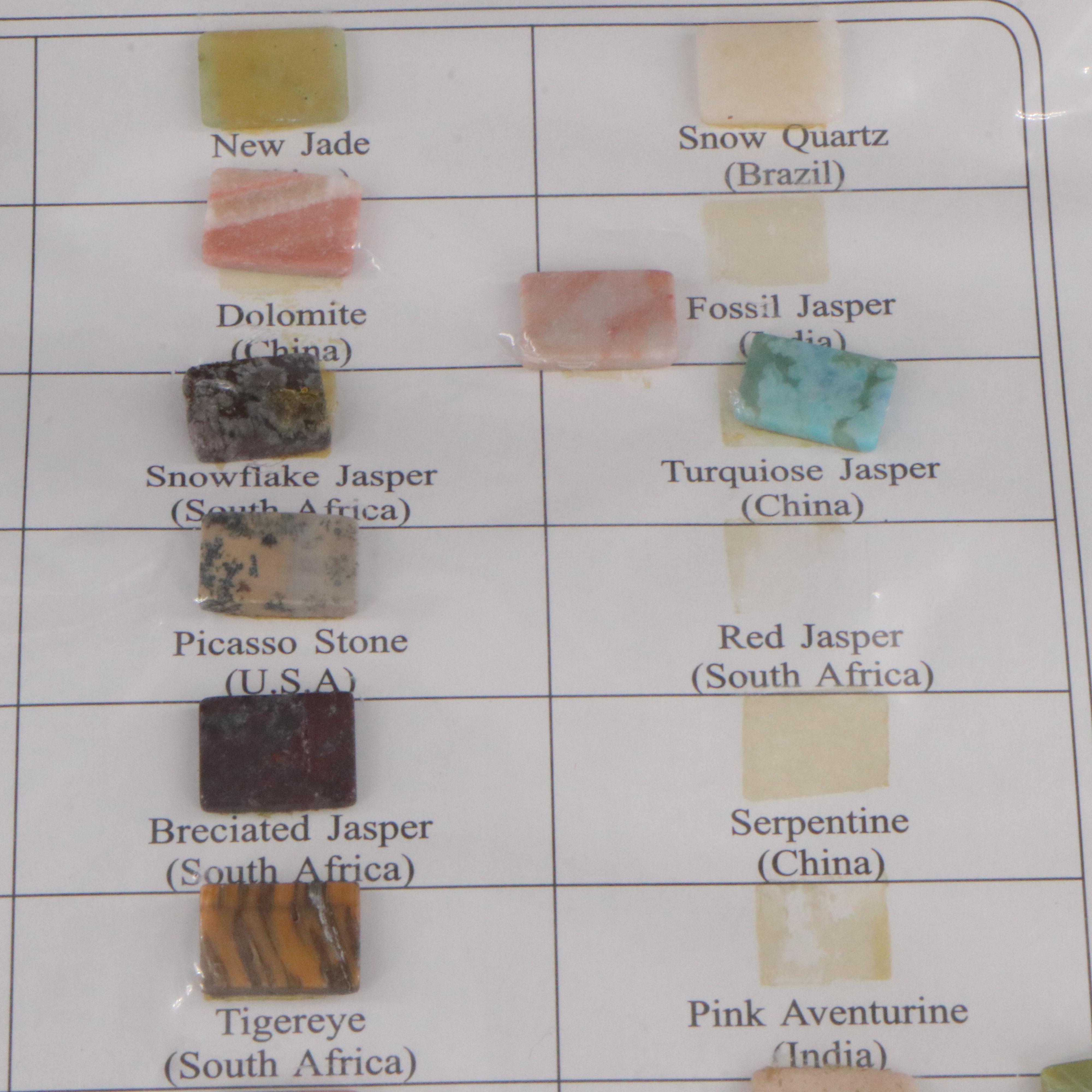 Gemstone Display Including Tiger's Eye, Agate and Fluorite