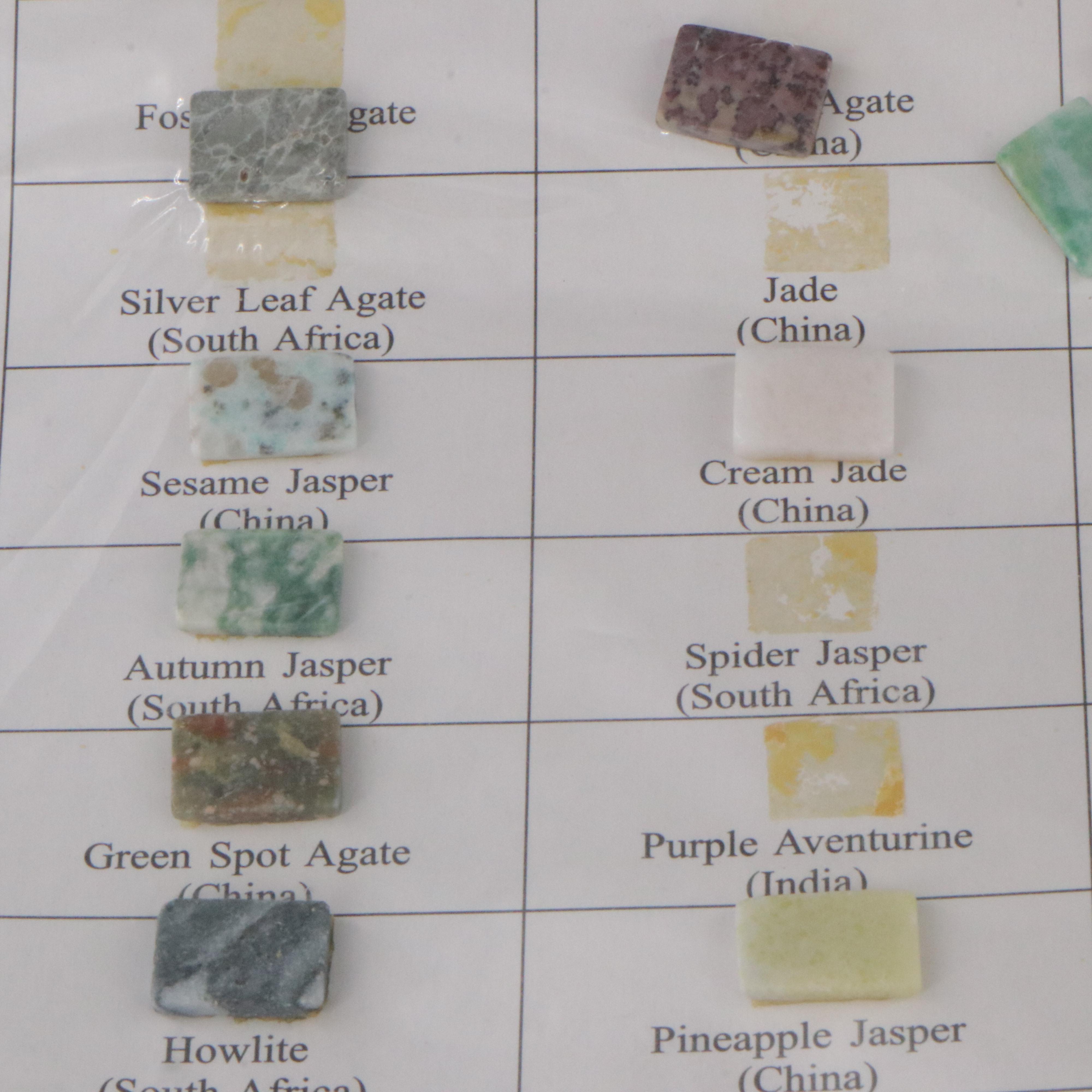 Gemstone Display Including Tiger's Eye, Agate and Fluorite