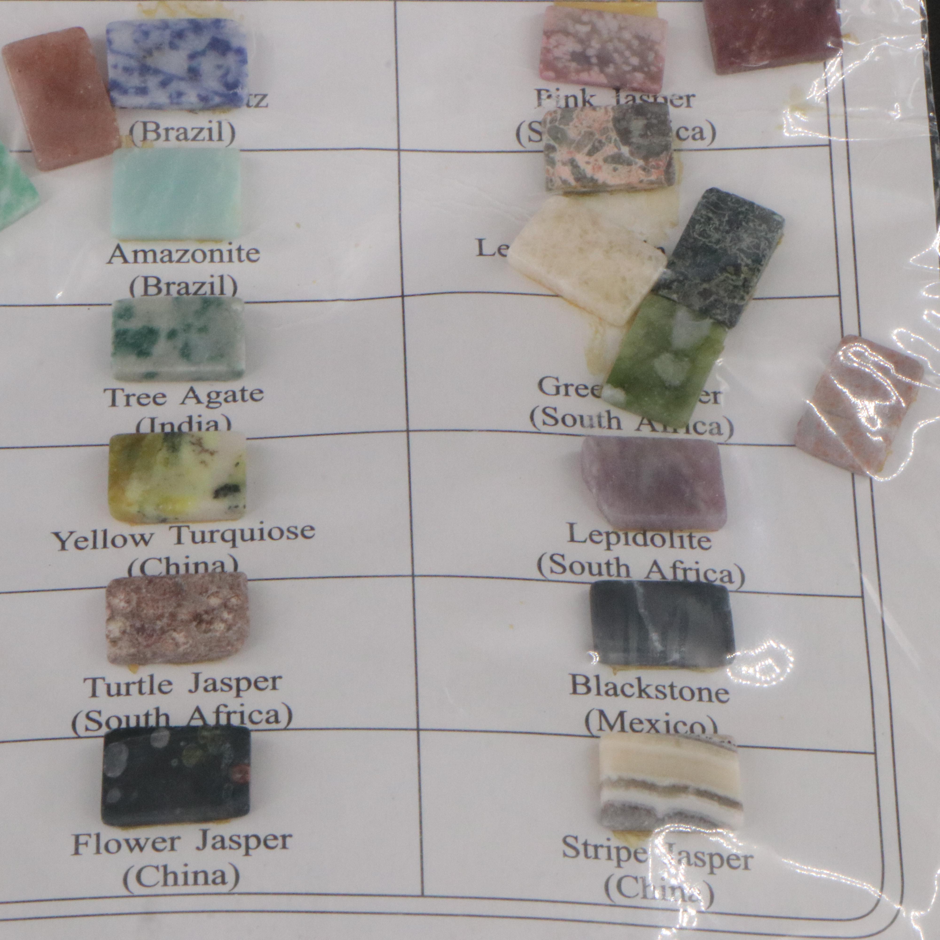 Gemstone Display Including Tiger's Eye, Agate and Fluorite