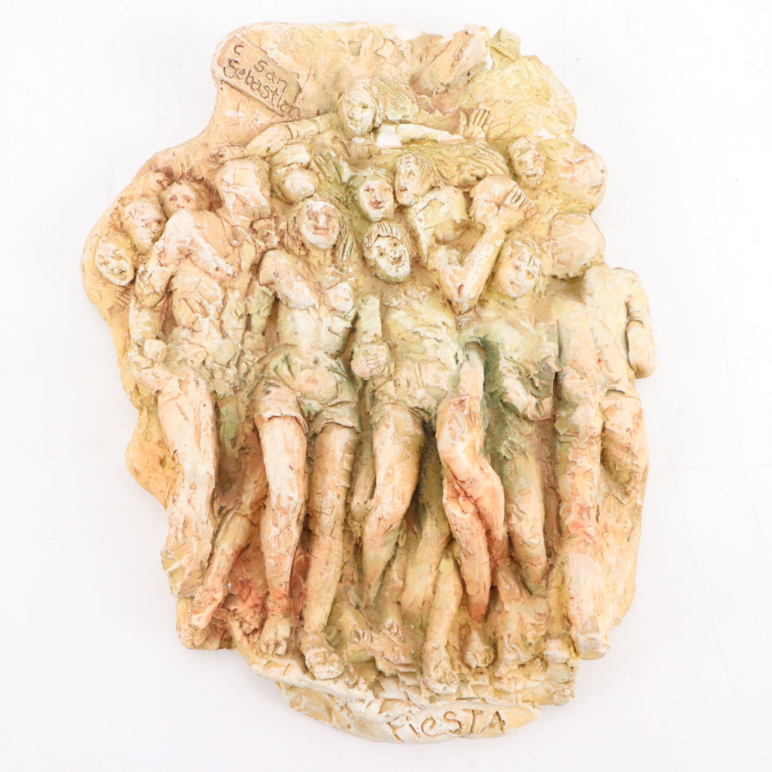 Plaster San Sebastian and Lion's Head Wall Reliefs