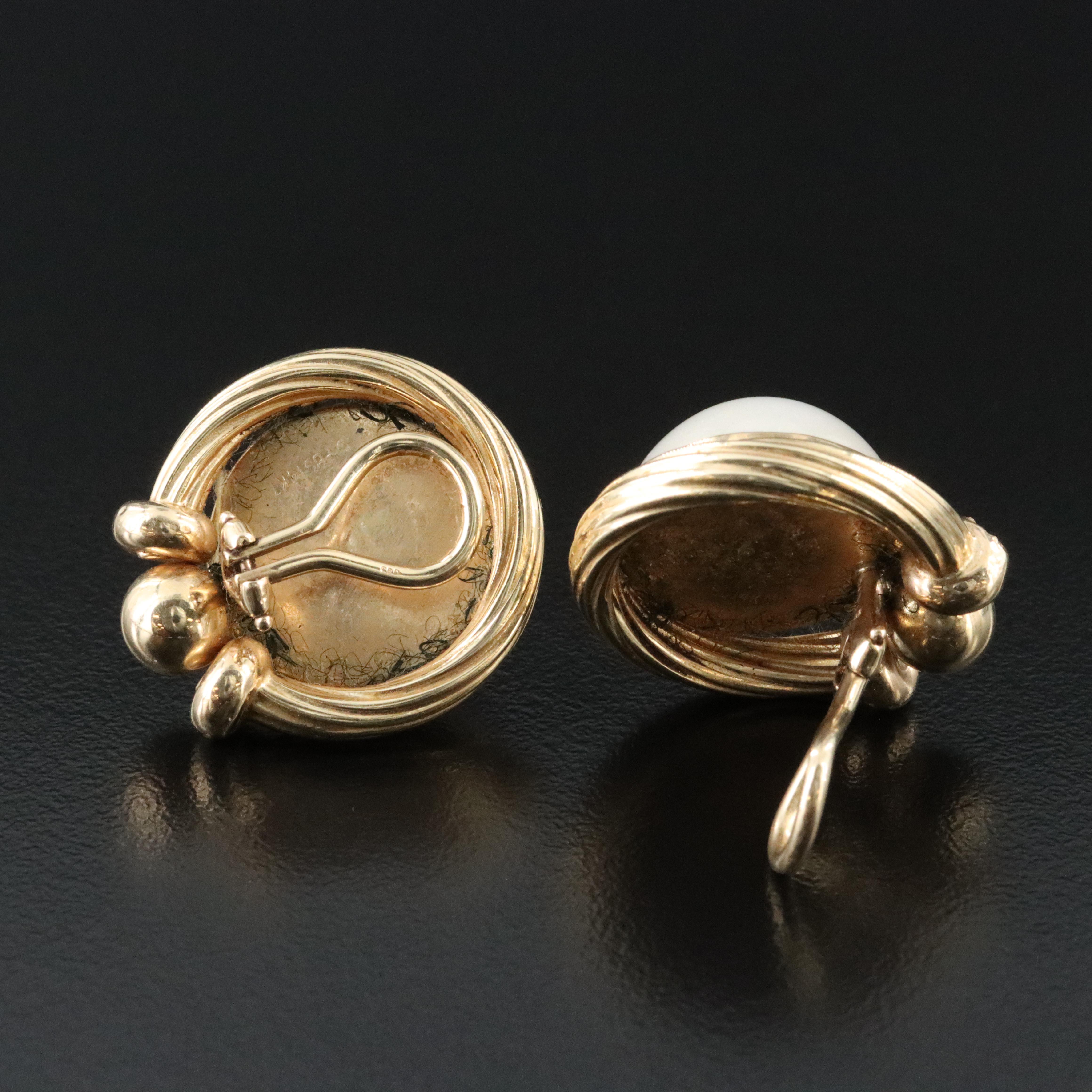 14K Pearl Button Earrings