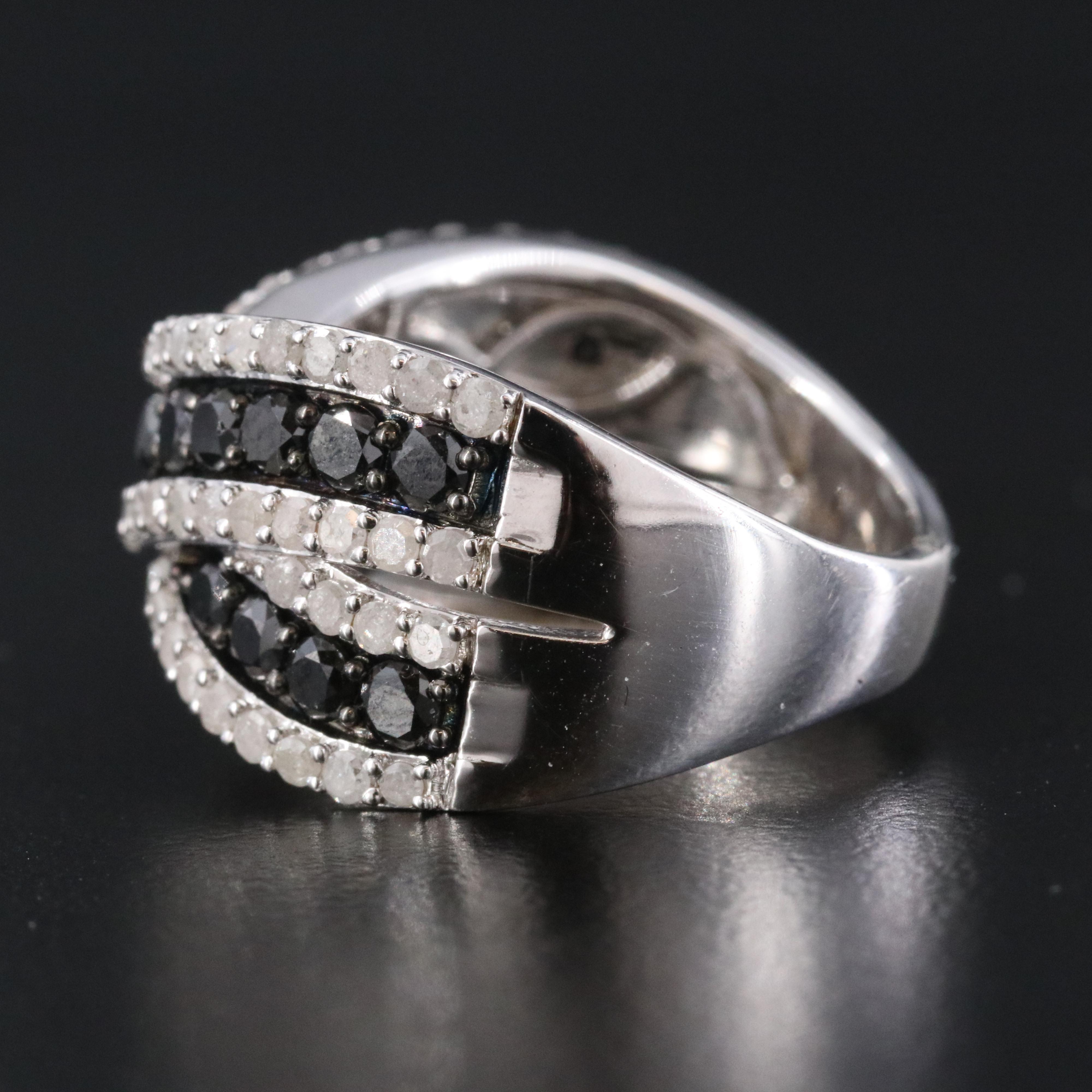 Sterling 2.04 CTW Diamond Crossover Ring with Fancy Black Diamonds
