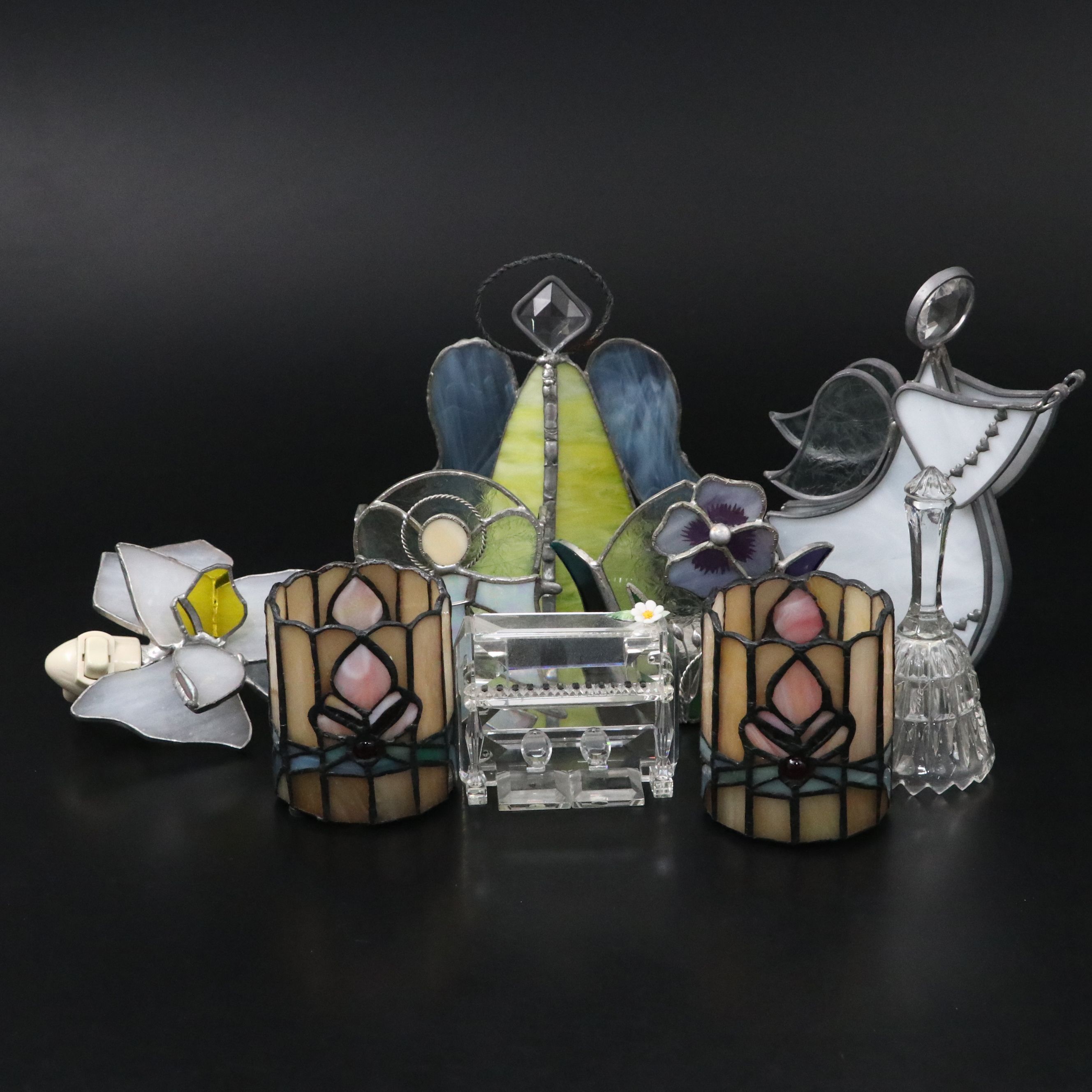 American Art Glass Angel Votive Holders, Glass Bell, and More Glass Décor