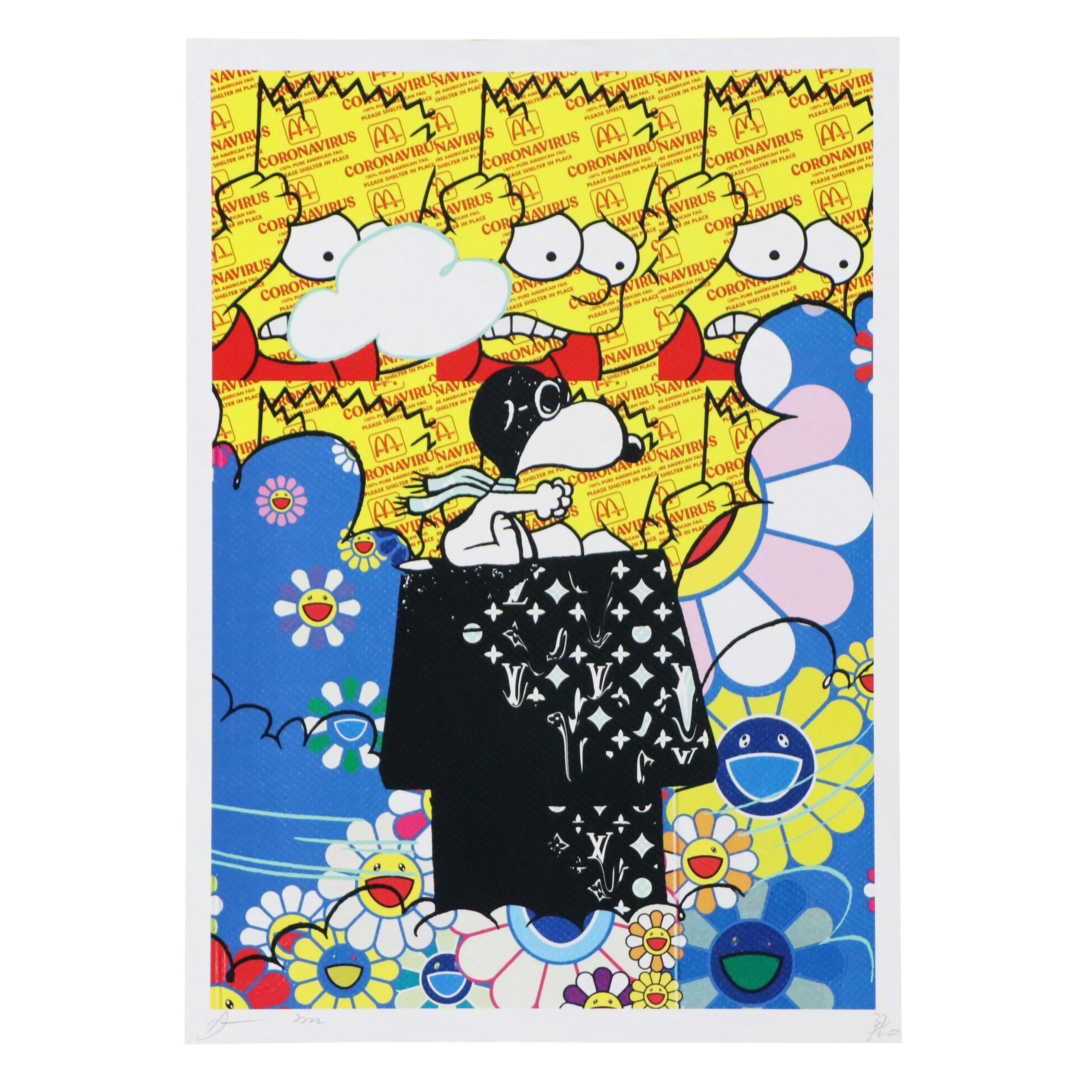 Death NYC Graphic Digital Print Homage to Peanuts x Simpsons x LV
