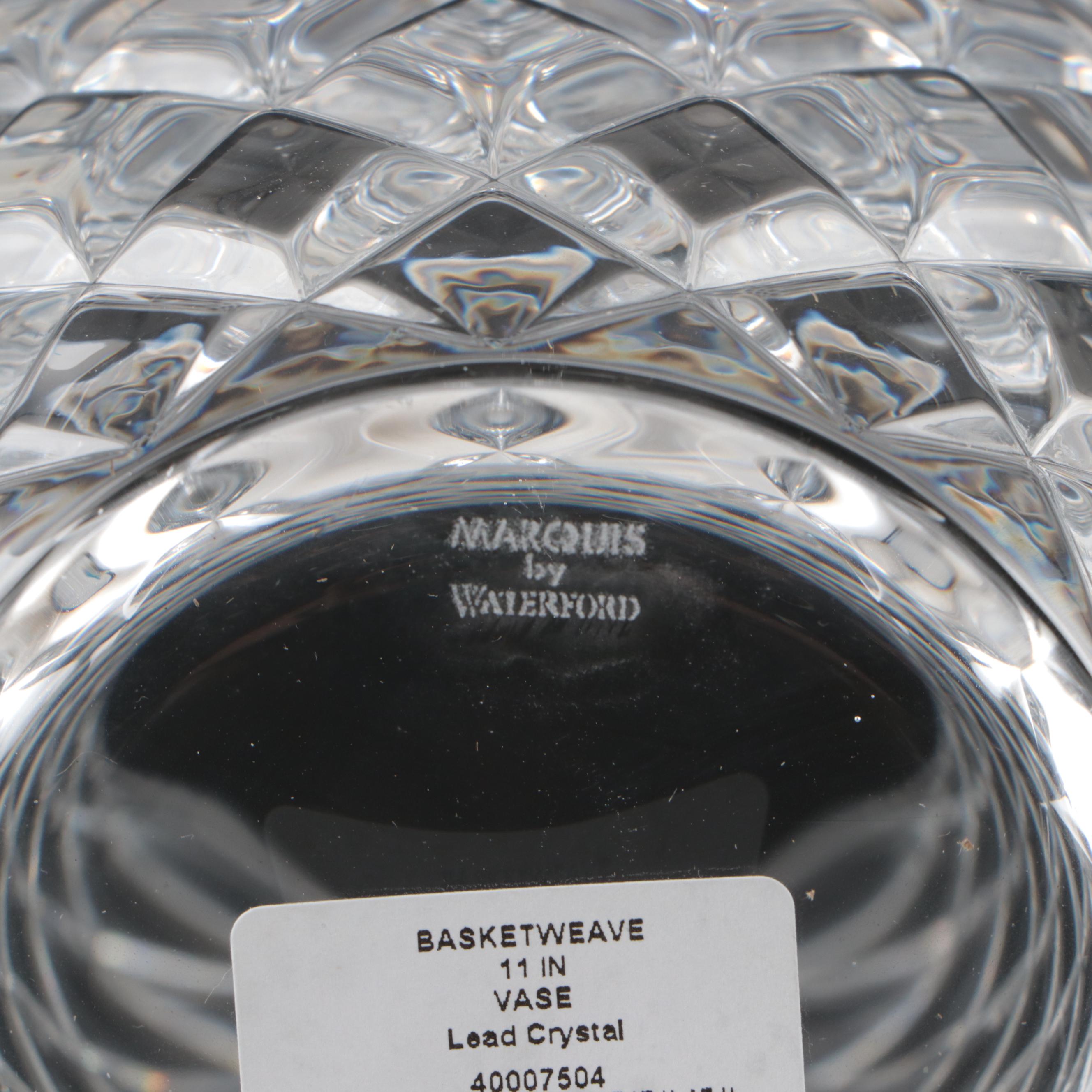 Marquis by Waterford "Basketweave" Crystal Bowl and Vase with Pumpkin Bowl